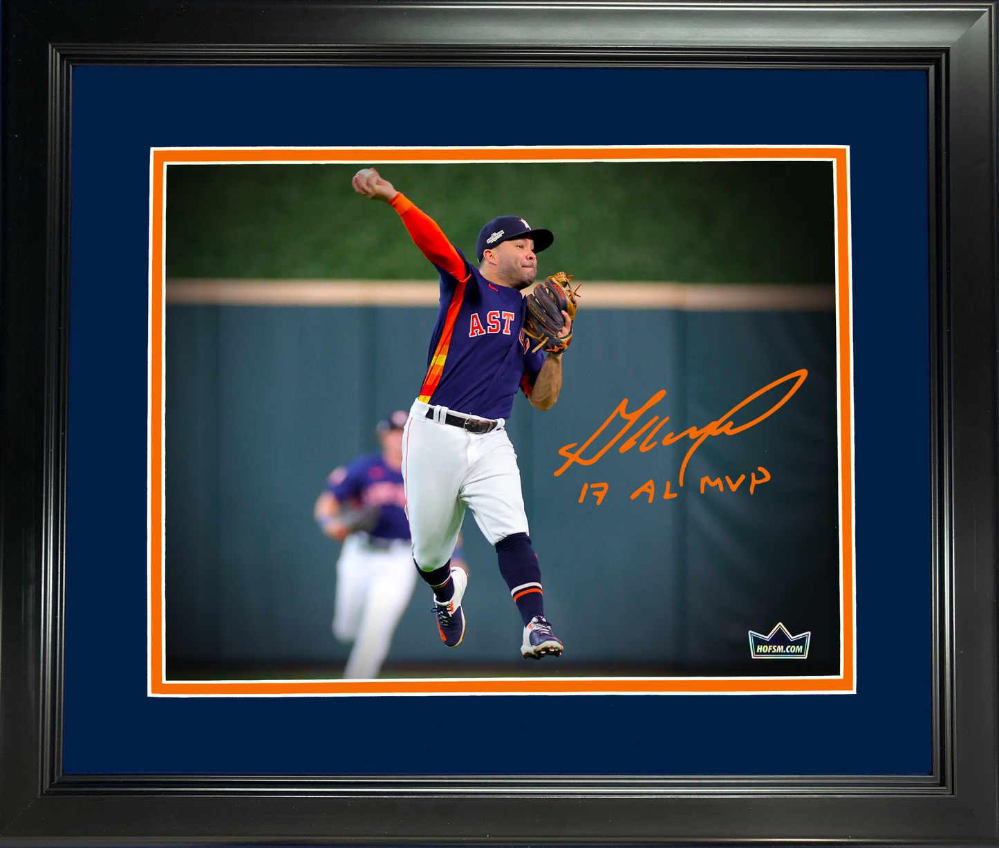 Framed Jose Altuve 17 AL MVP Houston Astros Facsimile Laser Engraved Signature Auto 11"x14" Baseball Photo HOFSM Holo