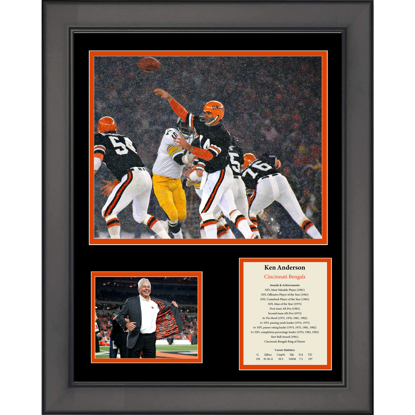 Framed Ken Anderson Cincinnati Bengals 11"x14" Football Three Photo Collage