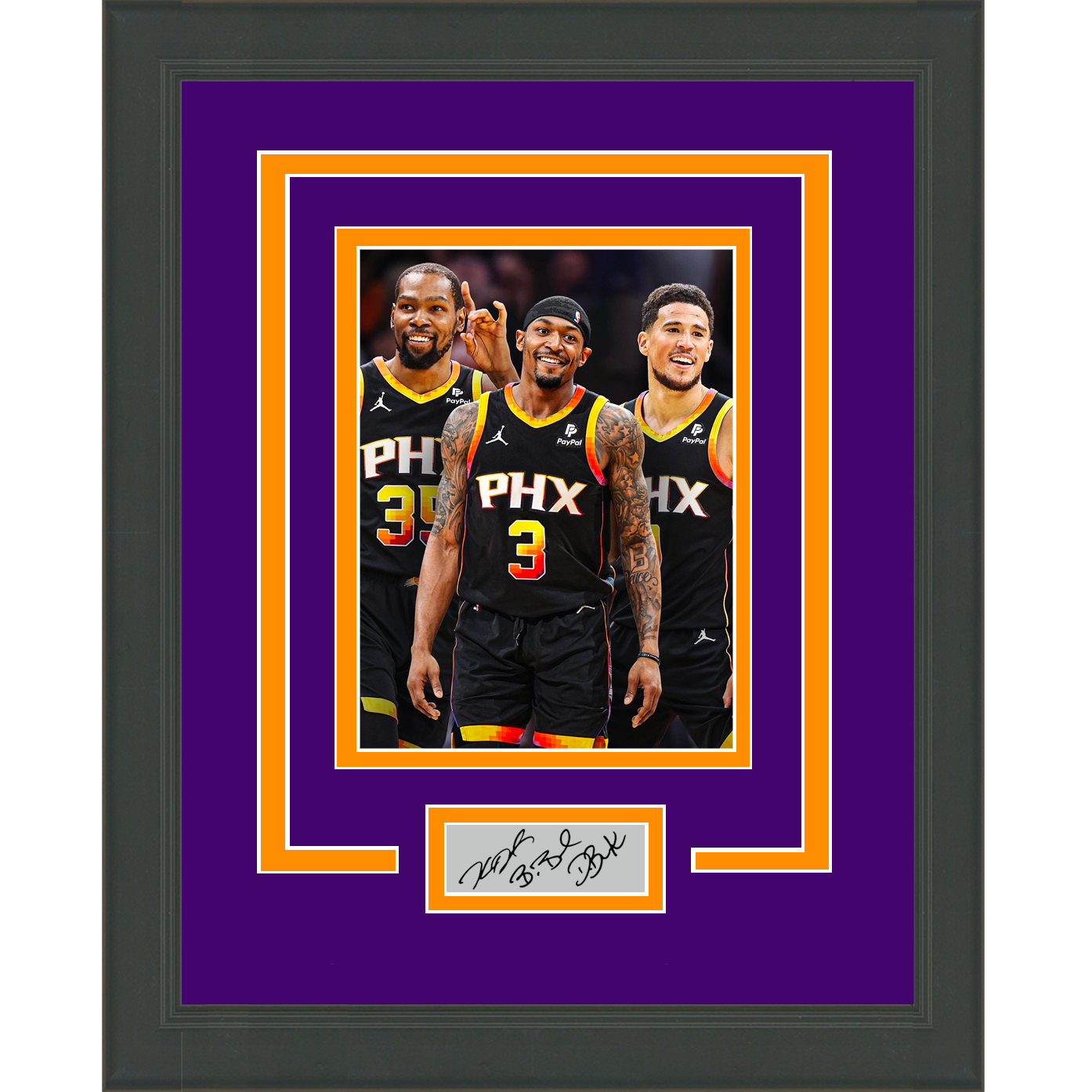 Framed Kevin Durant Devin Booker Bradley Beal Facsimile Laser Engraved Signature Auto Phoenix Suns 11x14 Basketball Photo