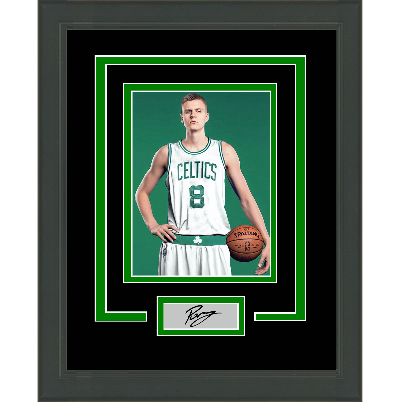 Framed Kristaps Porzingis Facsimile Laser Engraved Signature Auto Boston Celtics 11x14 Basketball Photo