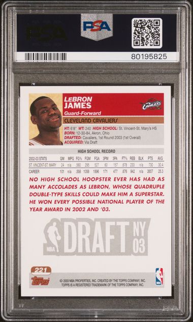 Graded 2003 Topps LeBron James #221 Rookie RC Basketball Card PSA 8 NM-MT