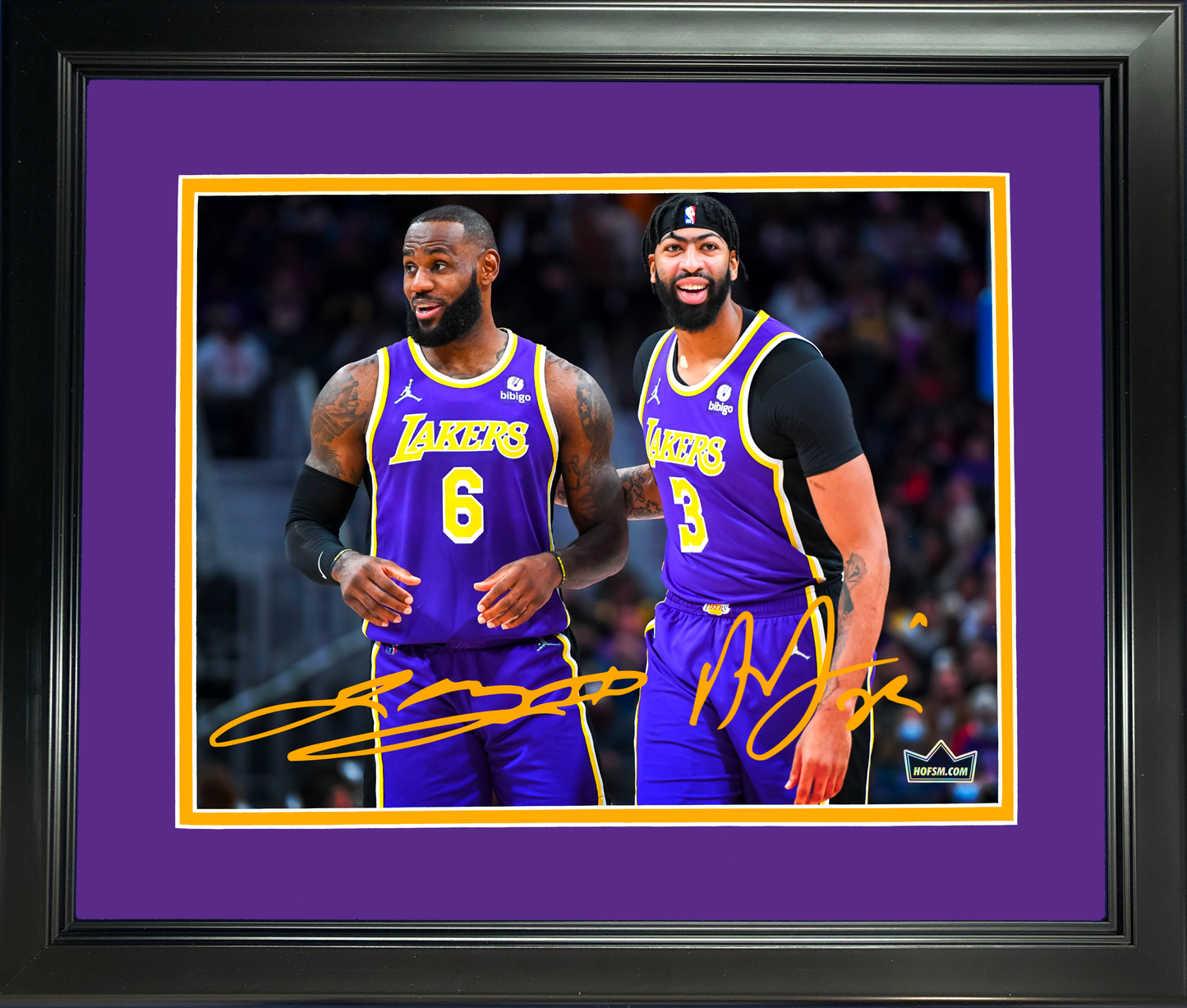 Framed LeBron James and Anthony Davis Los Angeles Lakers Dual Facsimile Laser Engraved Signature Auto 11"x14" Basketball Photo HOFSM Holo