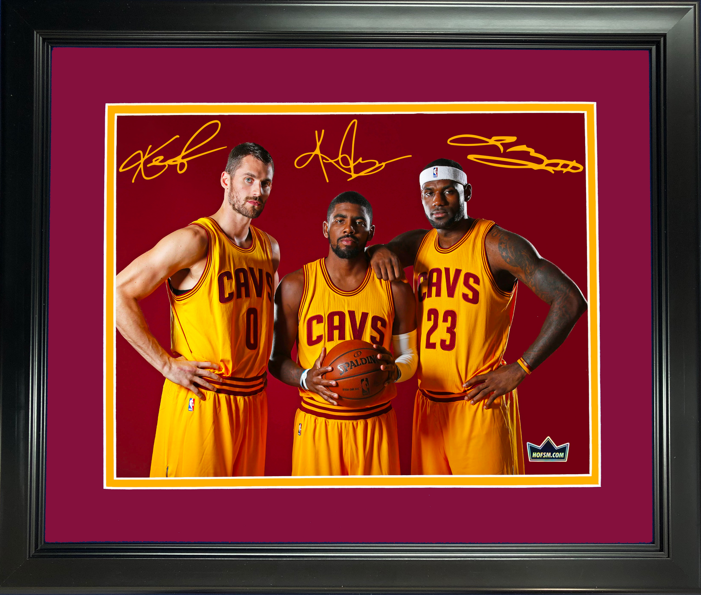 Framed LeBron James, Kyrie Irving & Kevin Love Big 3 Facsimile Laser Engraved Signature Auto 11"x14" Basketball Photo HOFSM Holo