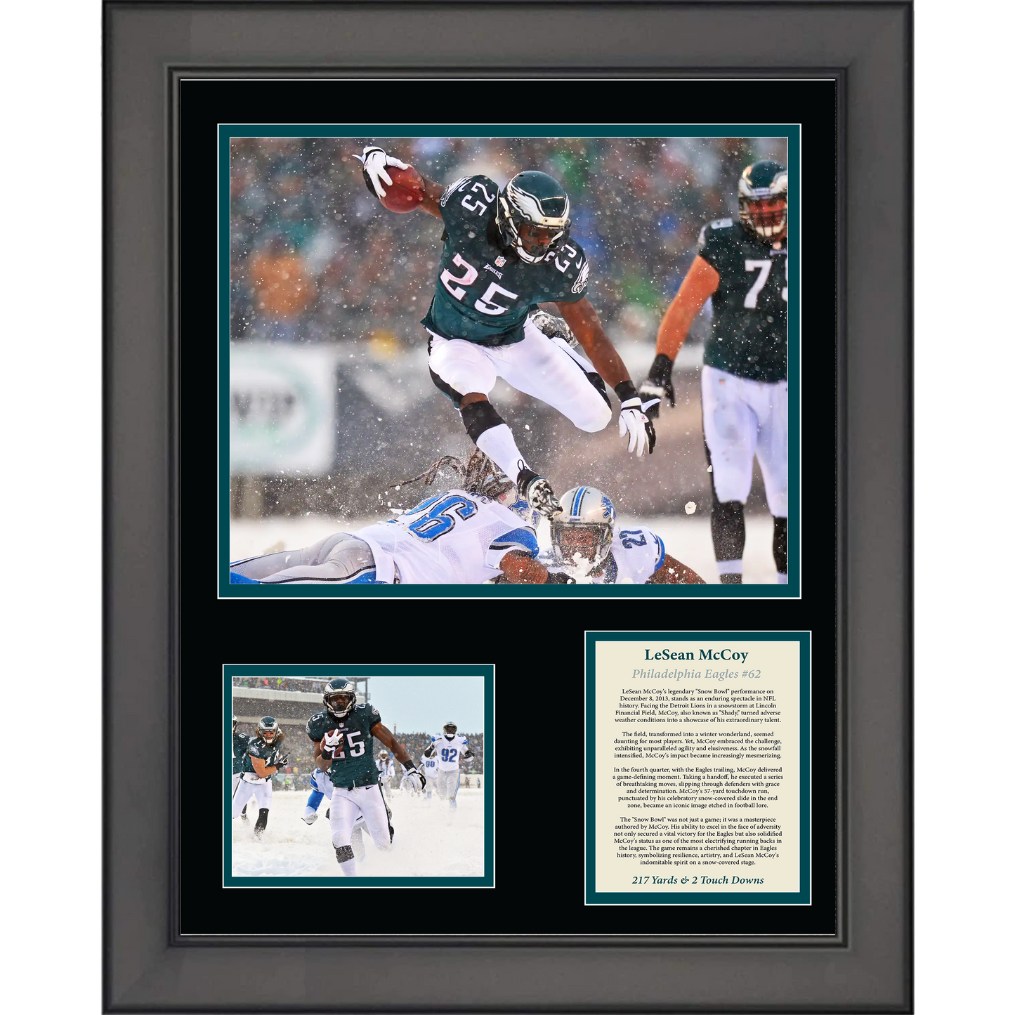 Framed LeSean McCoy 2013 Snow Bowl Philadelphia Eagles Football 11"x14" Three Photo Collage