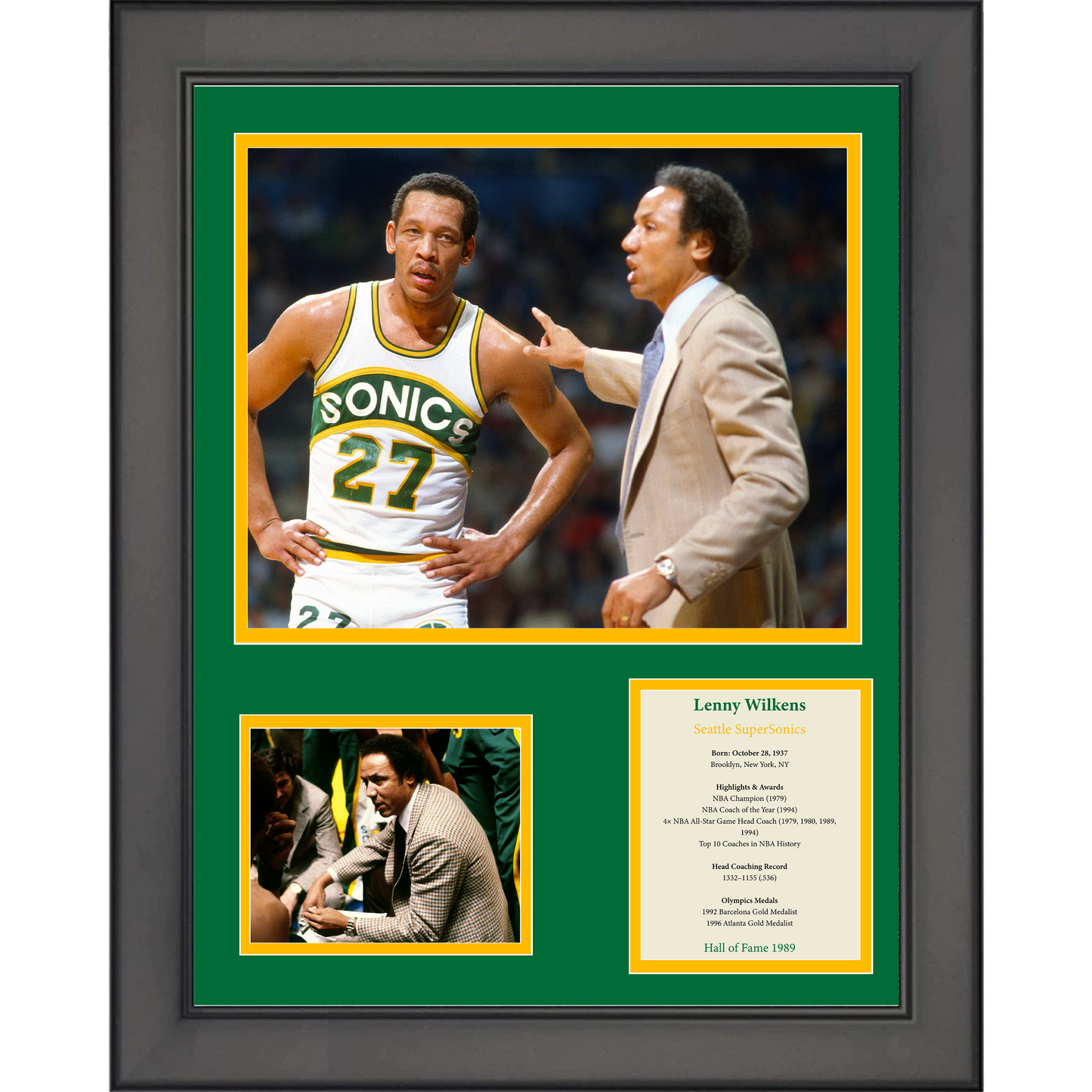 Framed Lenny Wilkens Hall of Fame Seattle SuperSonics Basketball 11"x14" Three Photo Collage