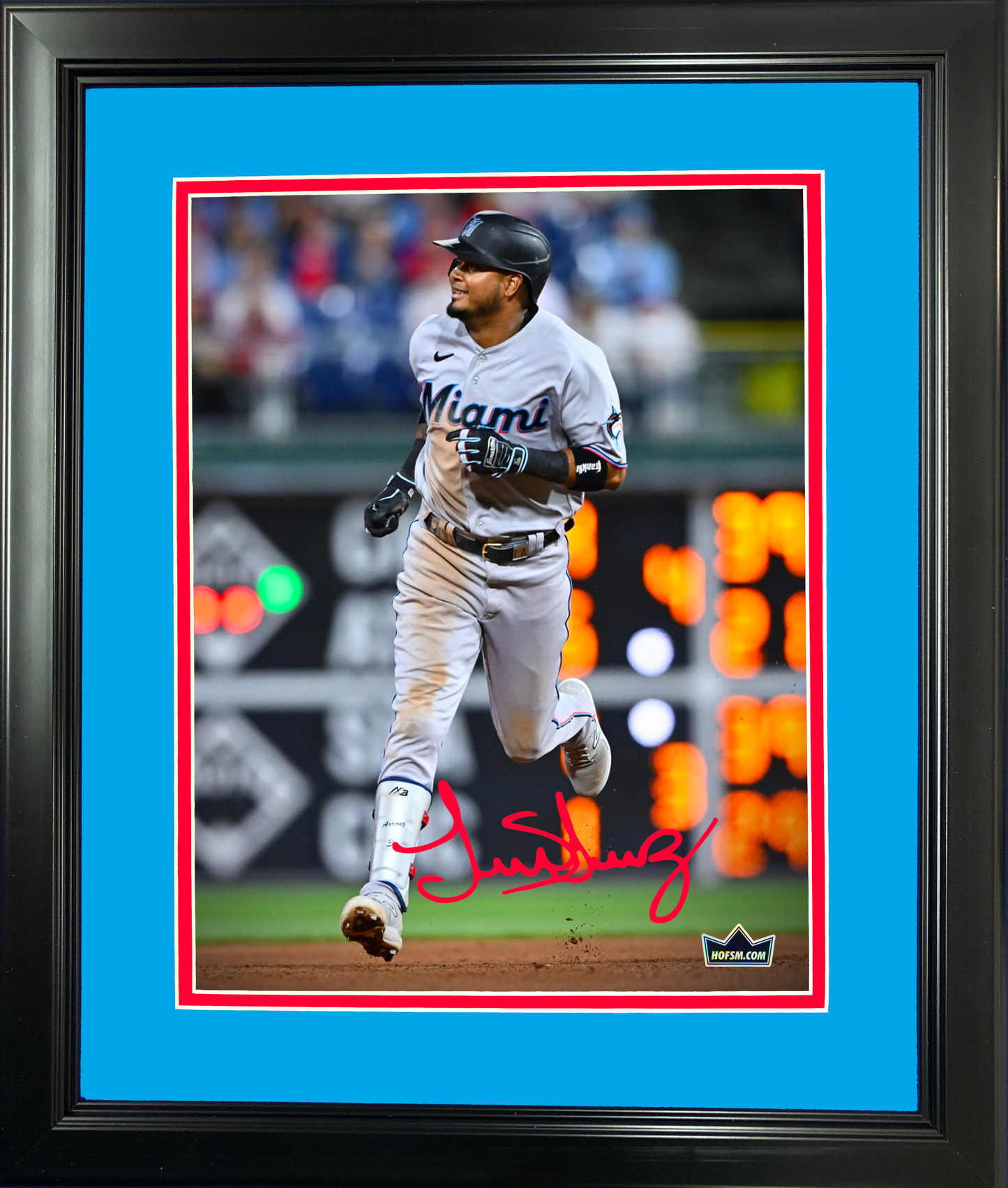 Framed Luis Arraez Miami Marlins Facsimile Laser Engraved Signature Auto 11"x14" Baseball Photo HOFSM Holo