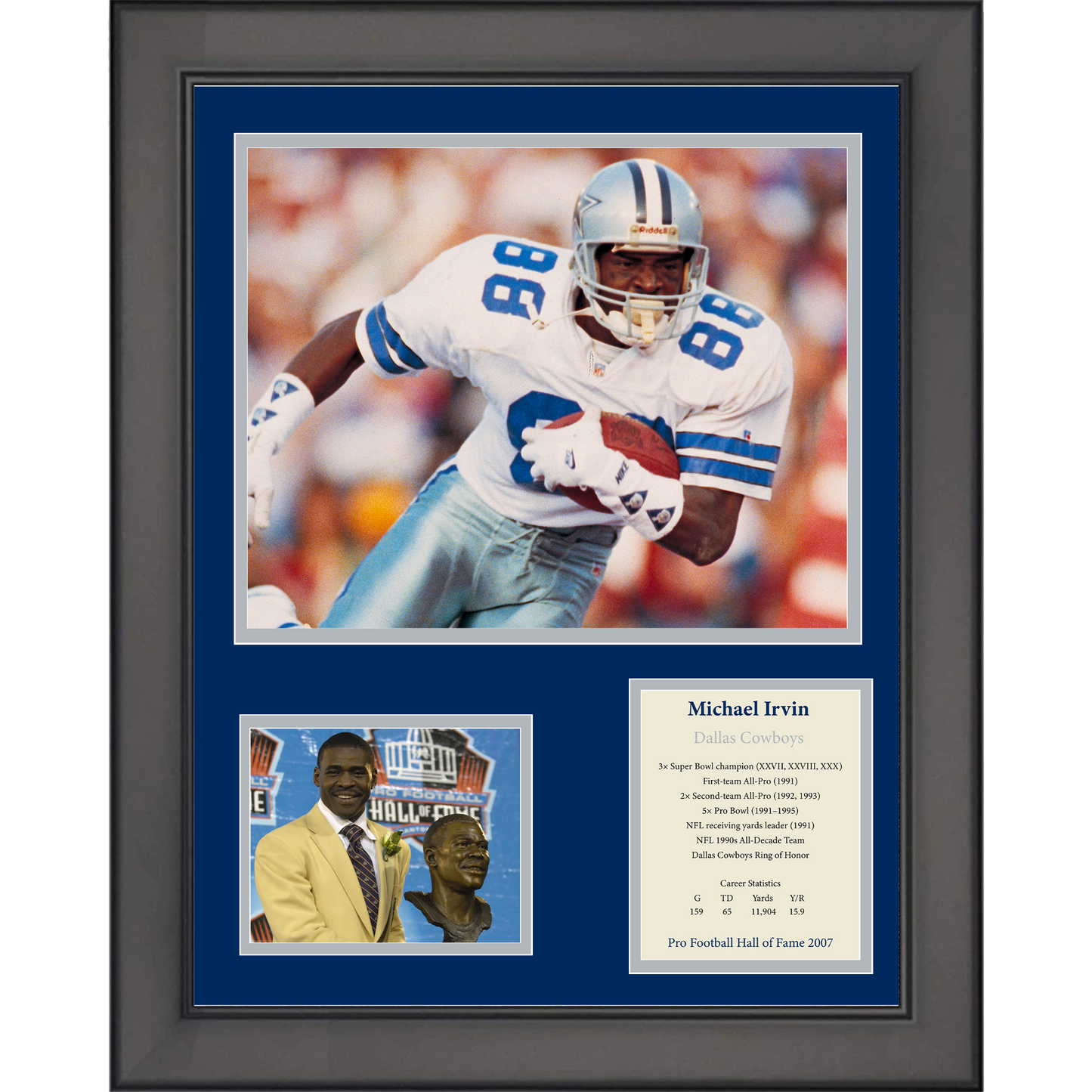 Framed Michael Irvin Hall of Dallas Cowboys Football 11"x14" Three Photo Collage