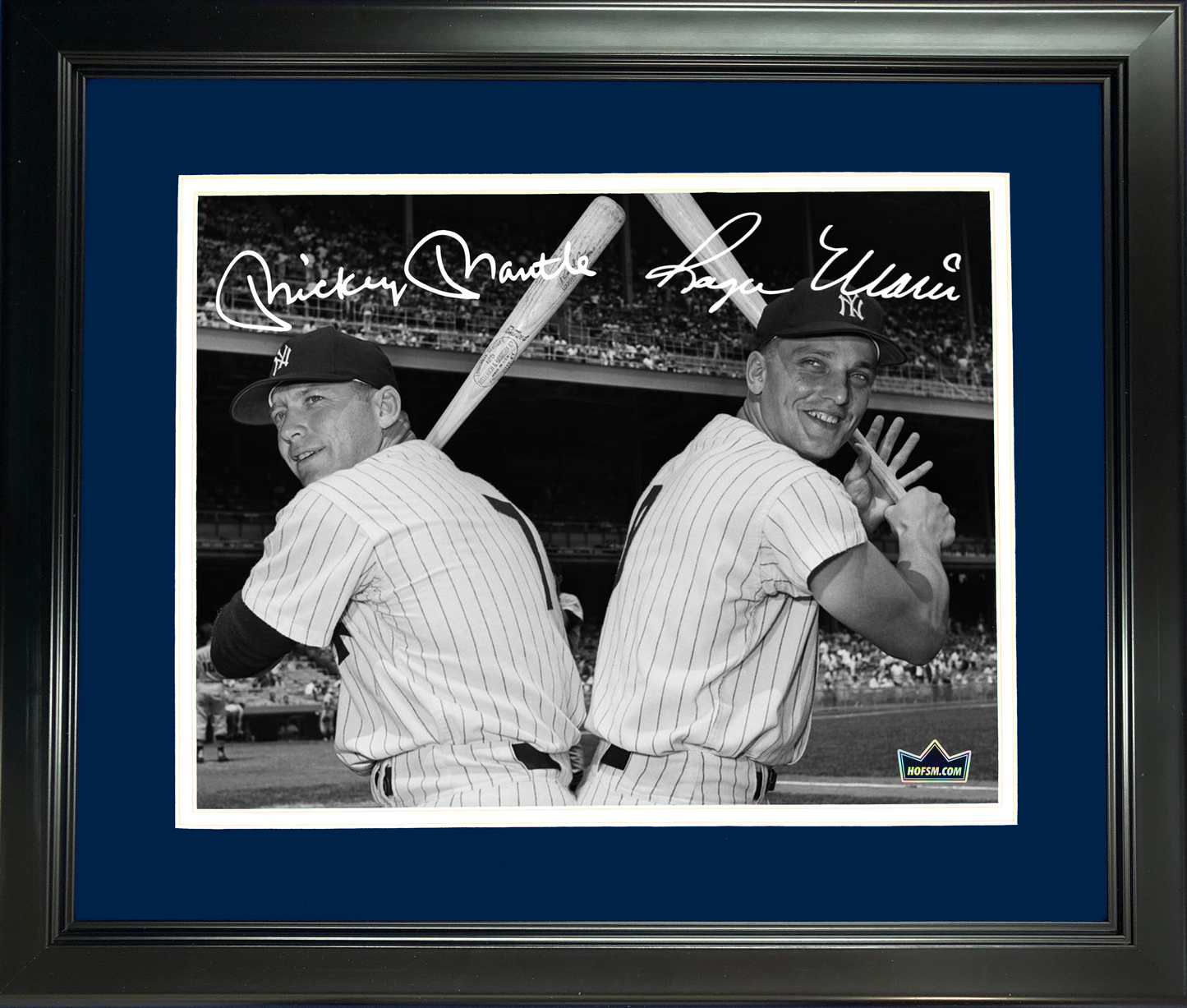 Framed Mickey Mantle Roger Maris New York Yankees Dual Facsimile Laser Engraved Signature Auto 11"x14" Baseball Photo HOFSM Holo