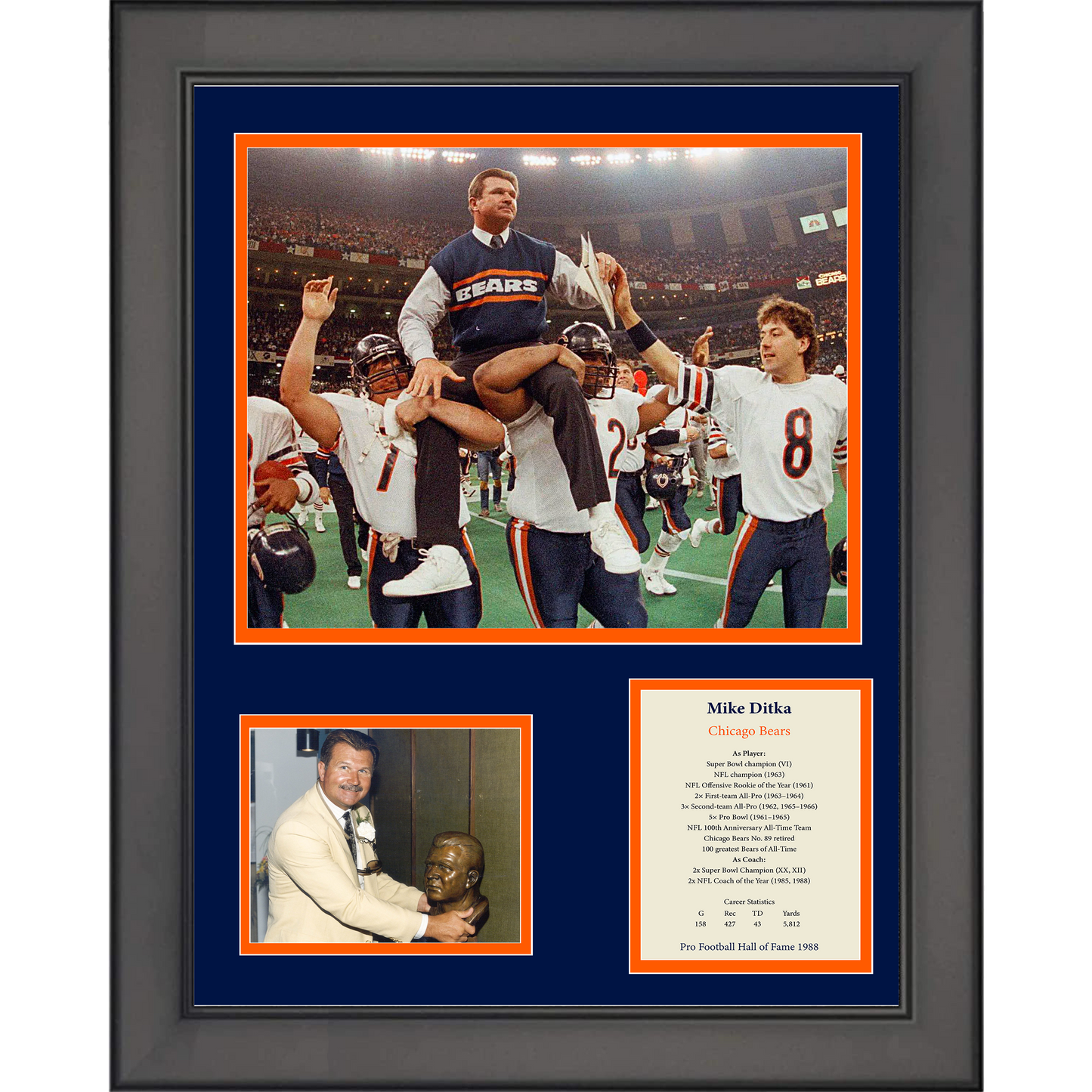 Framed Mike Ditka Hall of Fame Chicago Bears 11"x14" Football Three Photo Collage