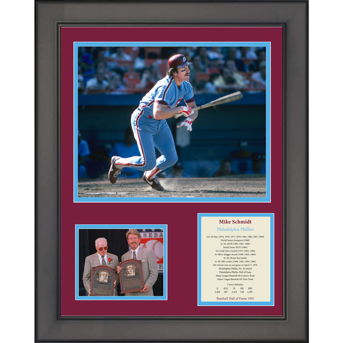 Framed Mike Schmidt Hall of Fame Philadelphia Phillies 11"x14" Baseball Three Photo Collage