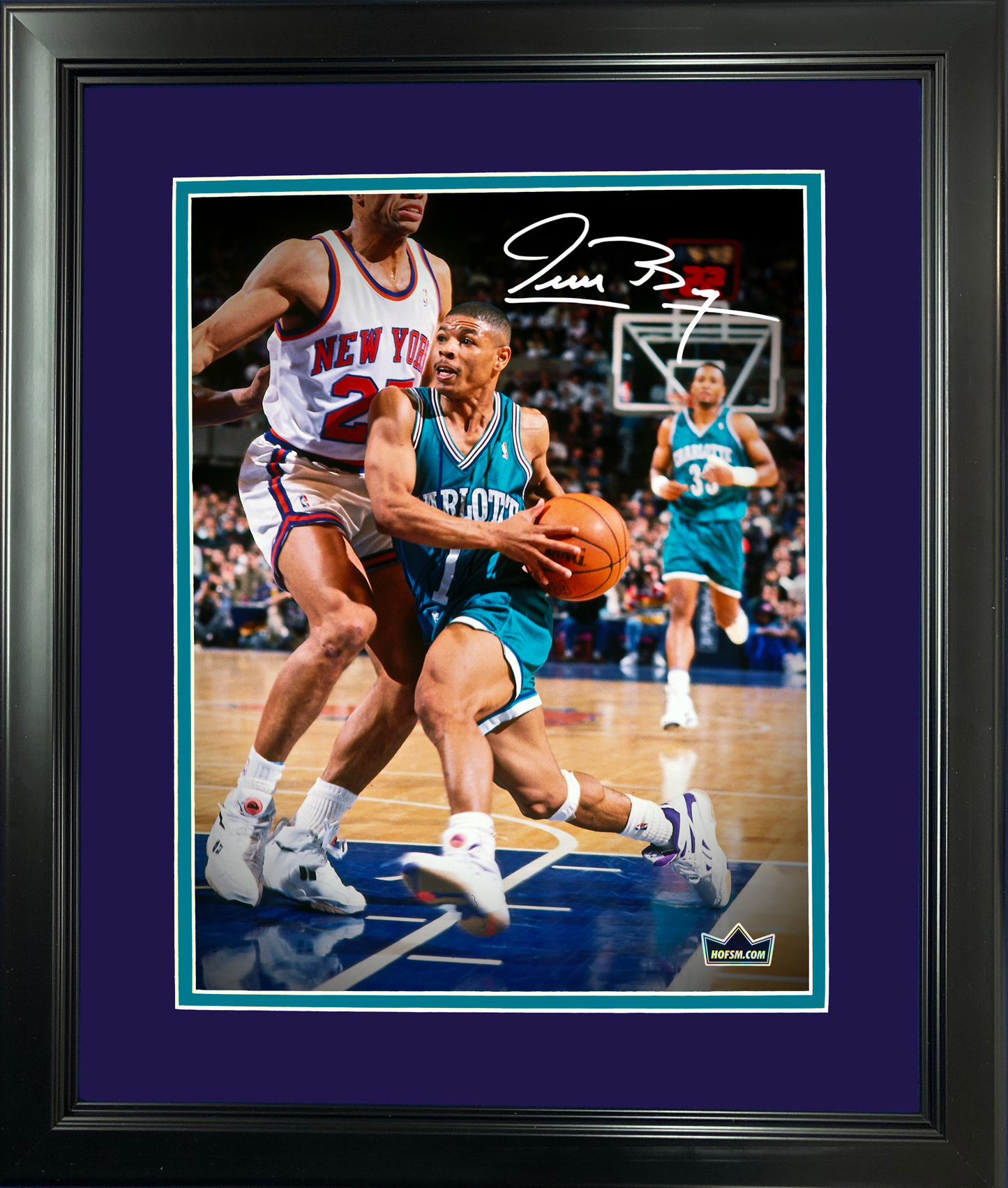 Framed Muggsy Bogues Facsimile Laser Engraved Signature Auto 11"x14" Basketball Photo HOFSM Holo