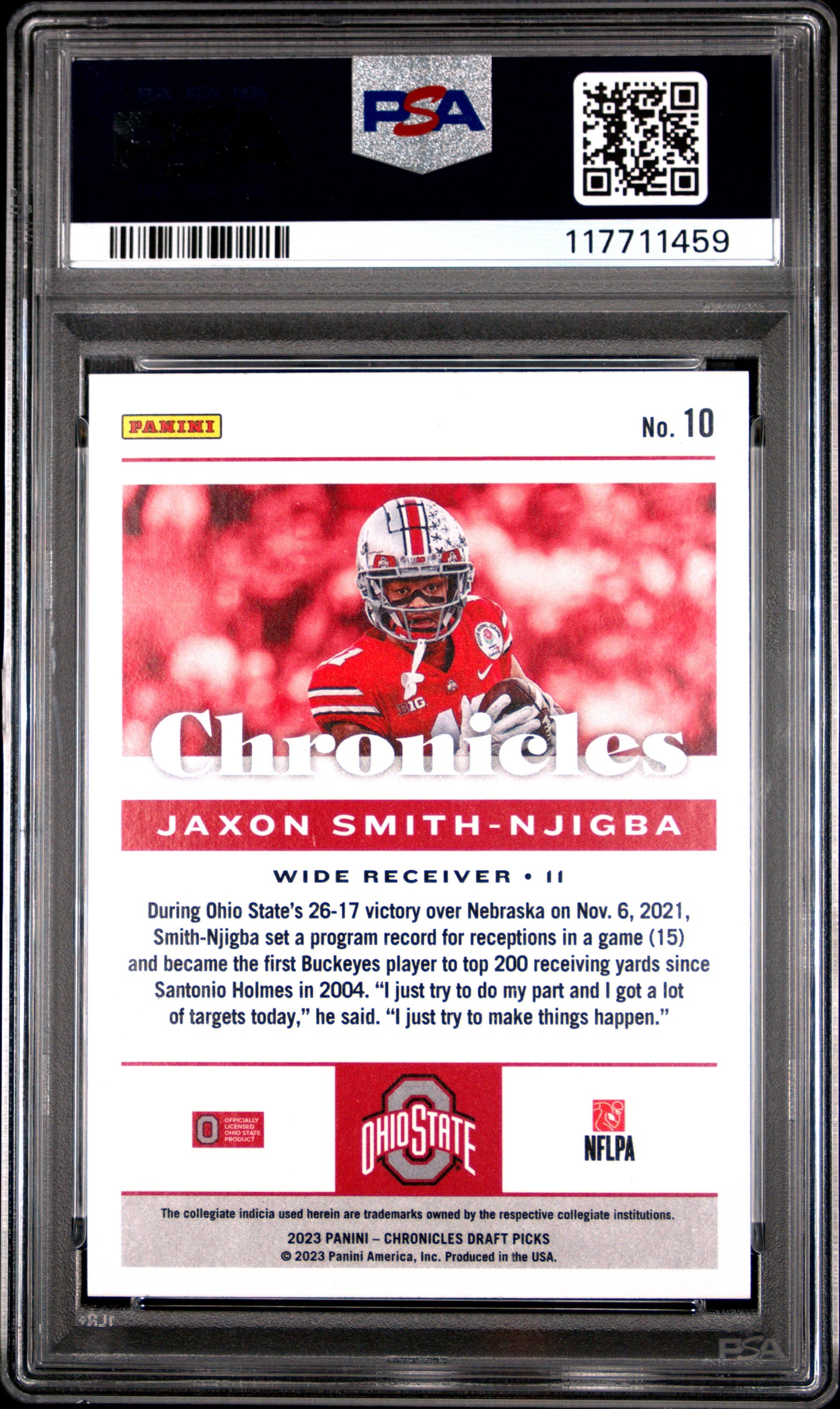 Graded 2023 Panini Chronicles Draft Picks Jaxon Smith-Njigba #10 Rookie RC Football Card PSA 10 Gem Mint