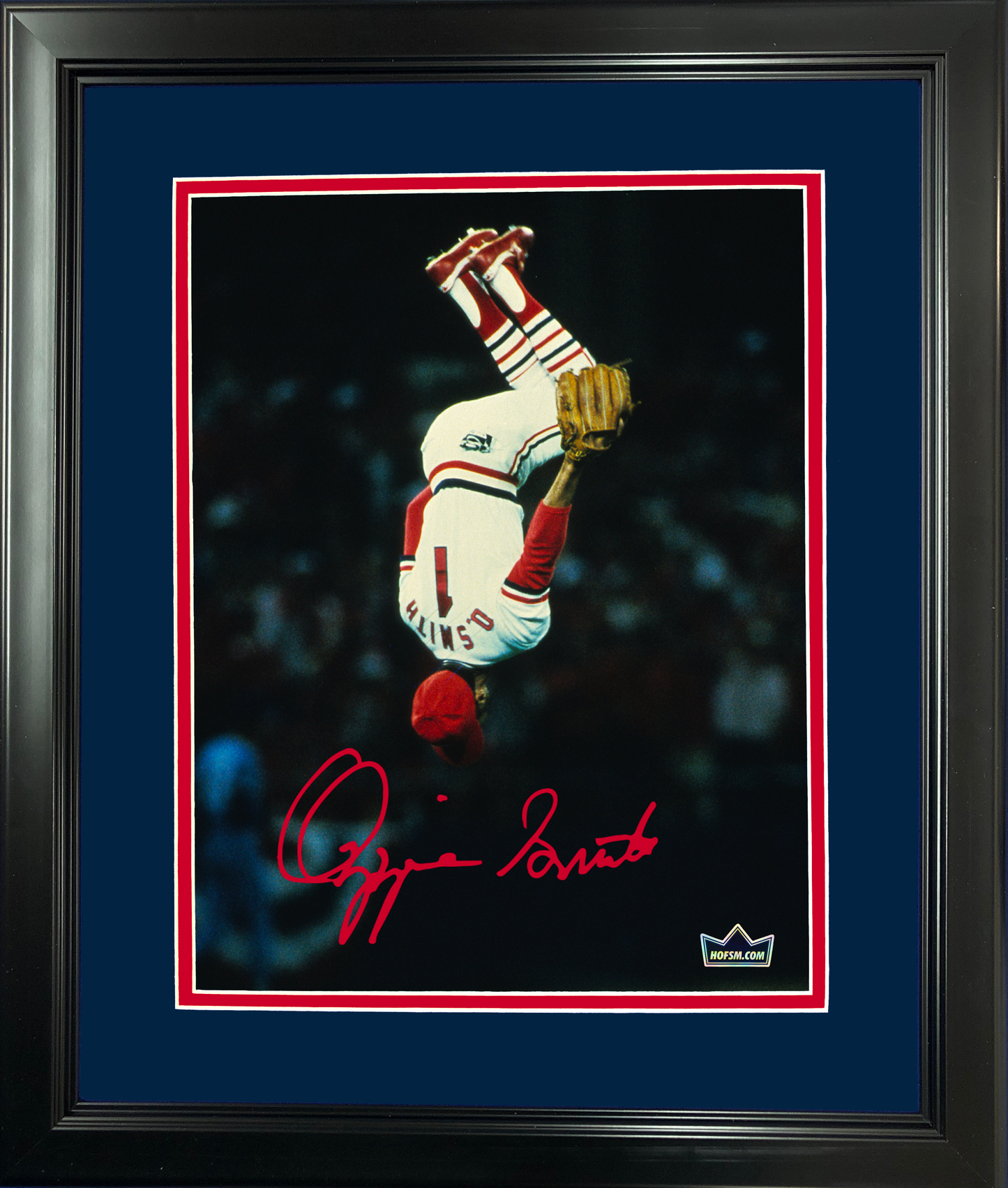 Framed Ozzie Smith Backflip St. Louis Cardinals Facsimile Laser Engraved Signature Auto 11"x14" Baseball Photo HOFSM Holo