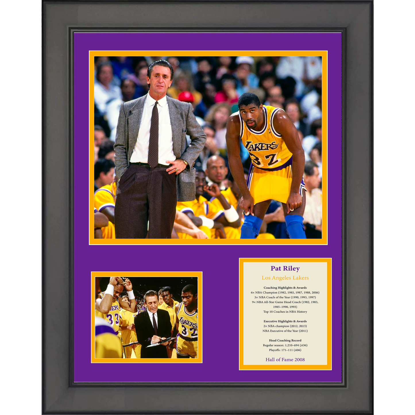 Framed Pat Riley Hall of Fame Los Angeles Lakers Basketball 11"x14" Three Photo Collage