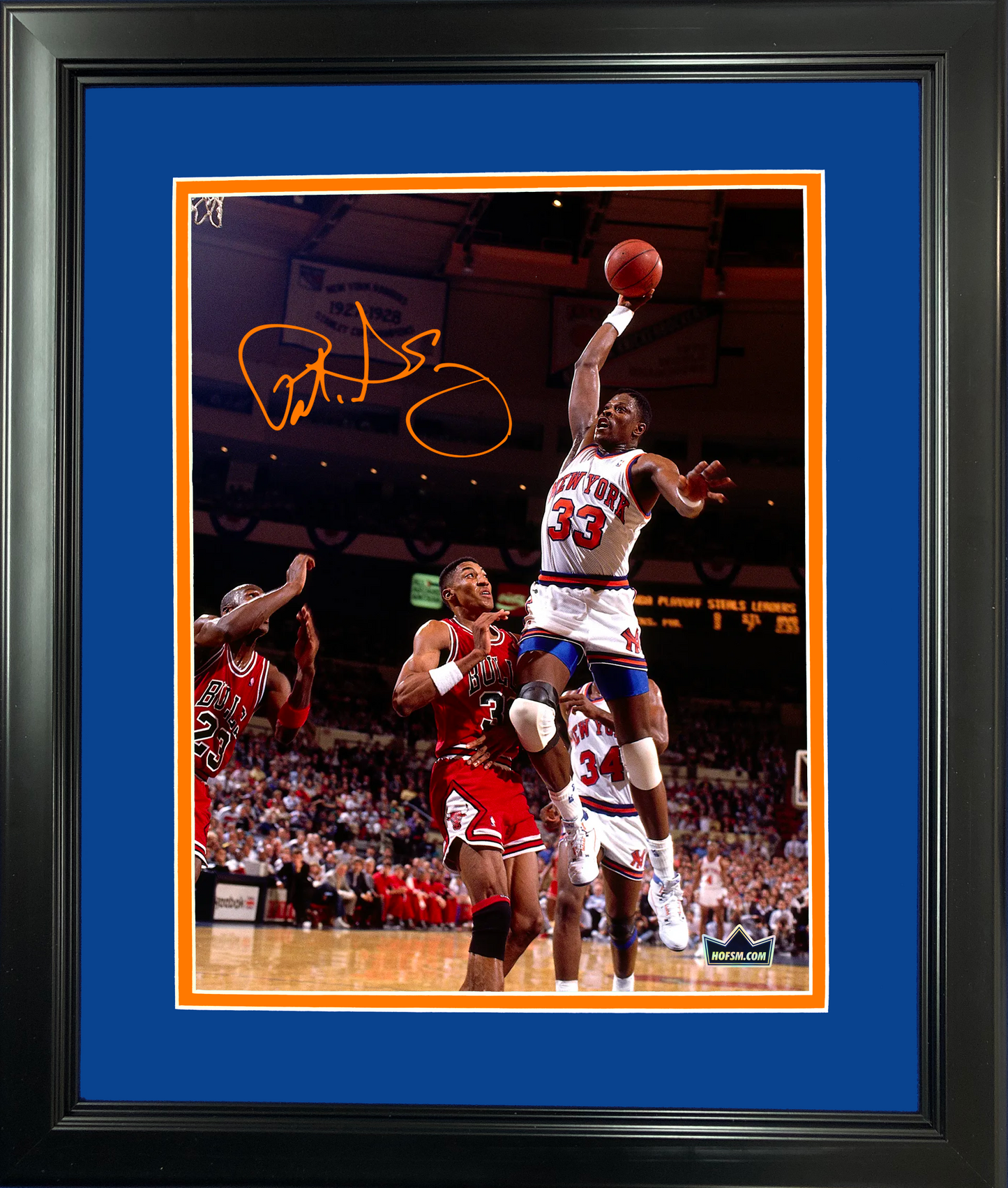 Framed Patrick Ewing Facsimile Laser Engraved Signature Auto 11"x14" Basketball Photo HOFSM Holo