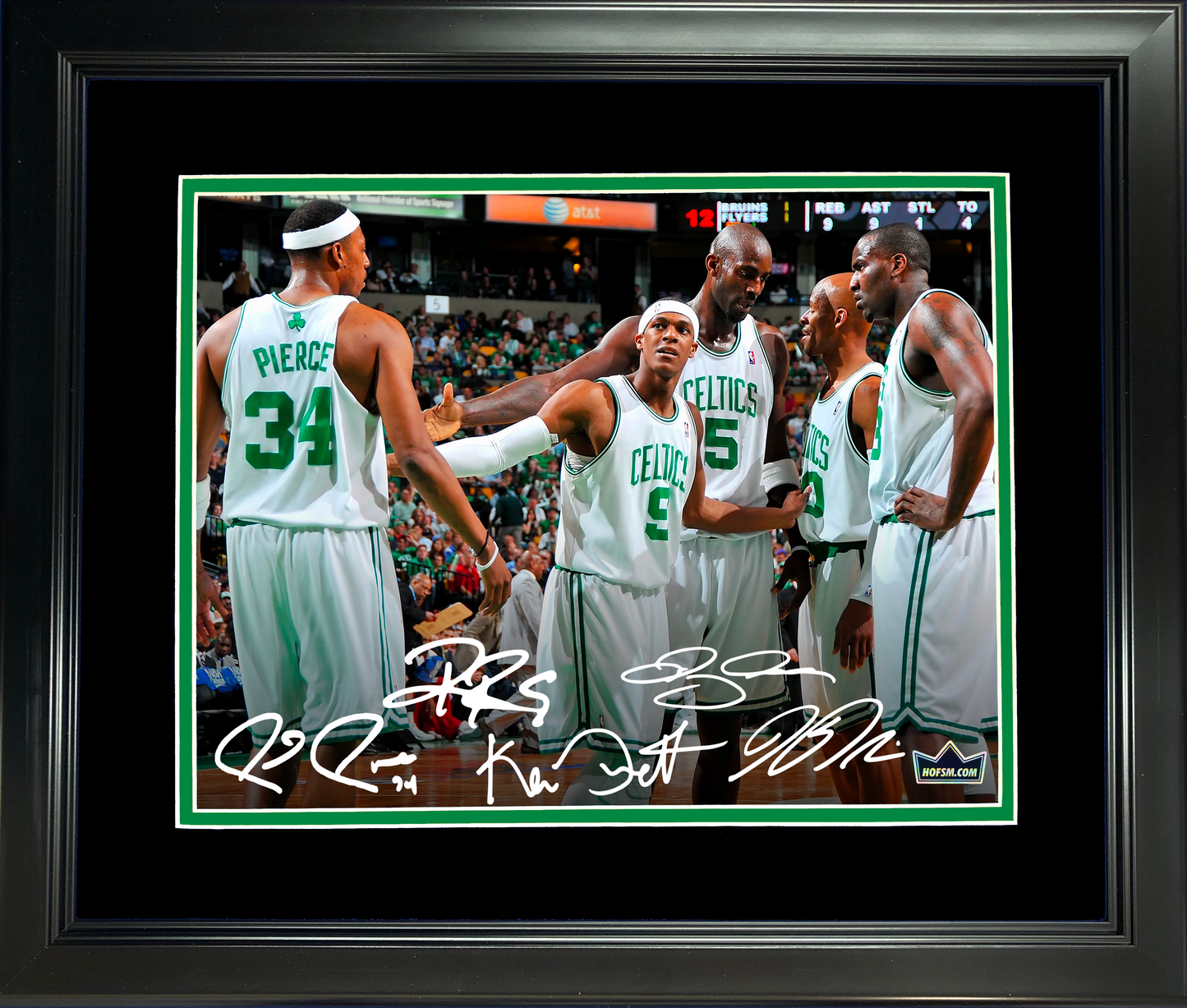 Framed Paul Pierce, Rajon Rondo, Kevin Garnett, Ray Allen & Kendrick Perkins Facsimile Laser Engraved Signature Auto 11"x14" Basketball Photo HOFSM Holo