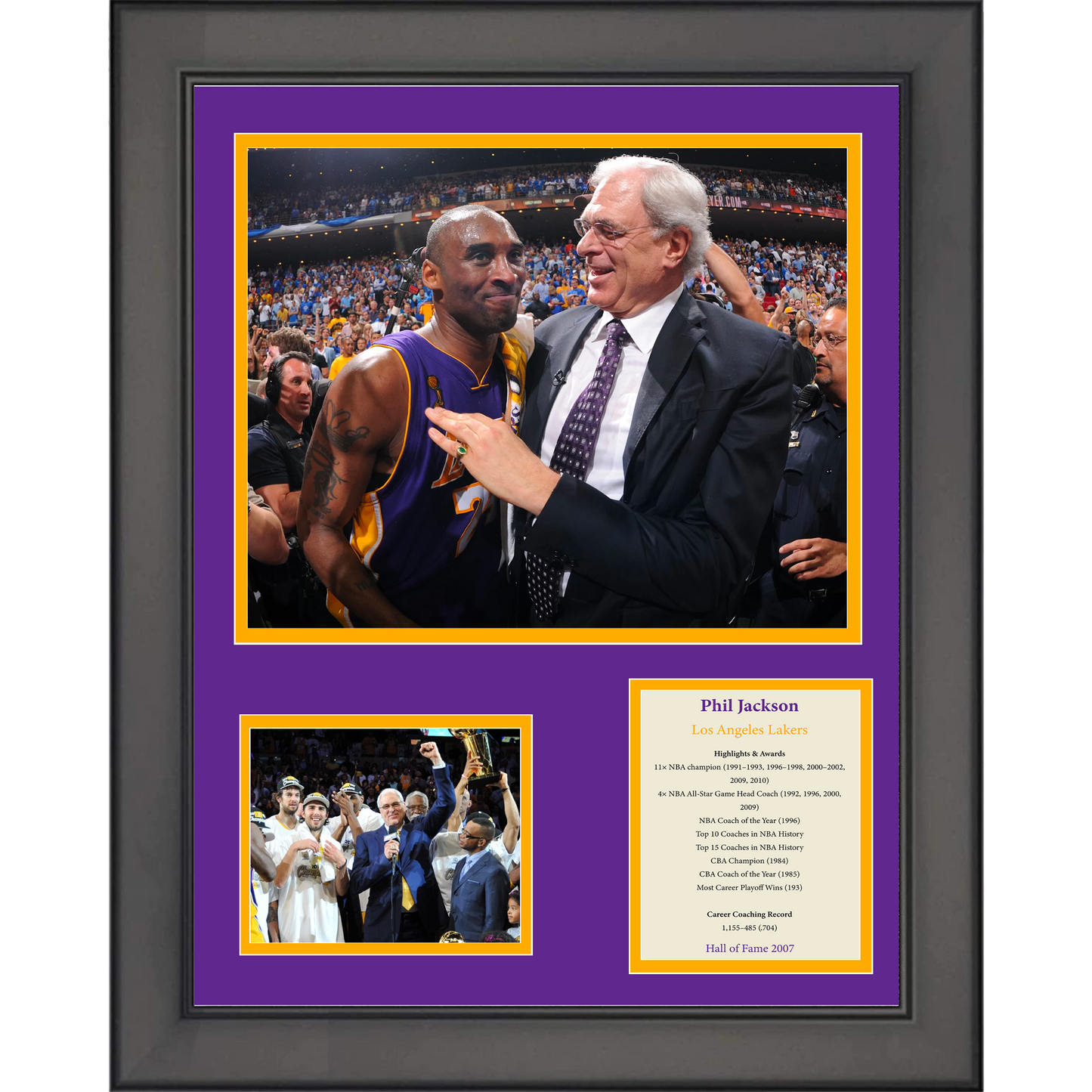 Framed Phil Jackson Hall of Fame Los Angeles Lakers Basketball 11"x14" Three Photo Collage