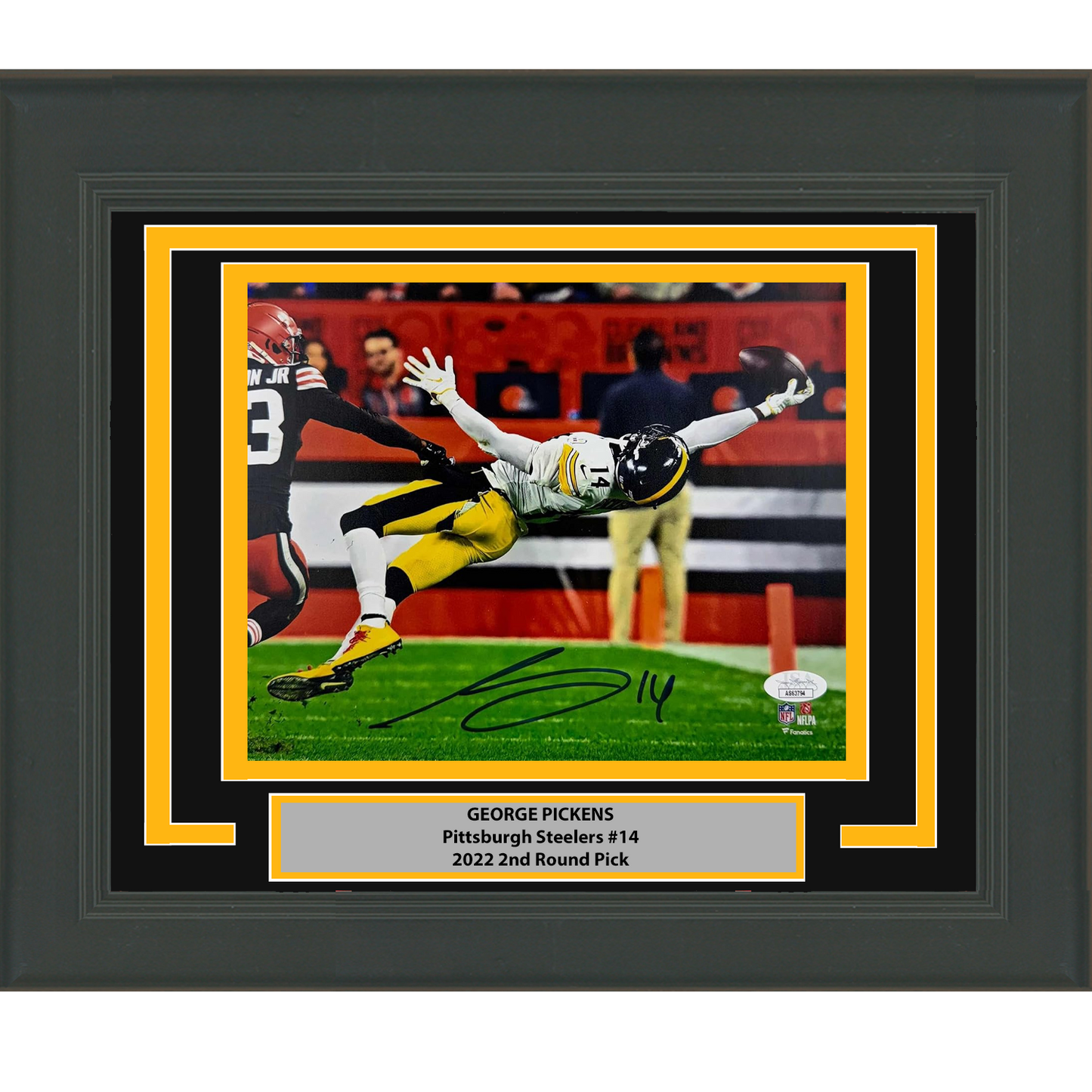 Framed Autographed/Signed George Pickens Pittsburgh Steelers 8x10 Football Photo JSA COA