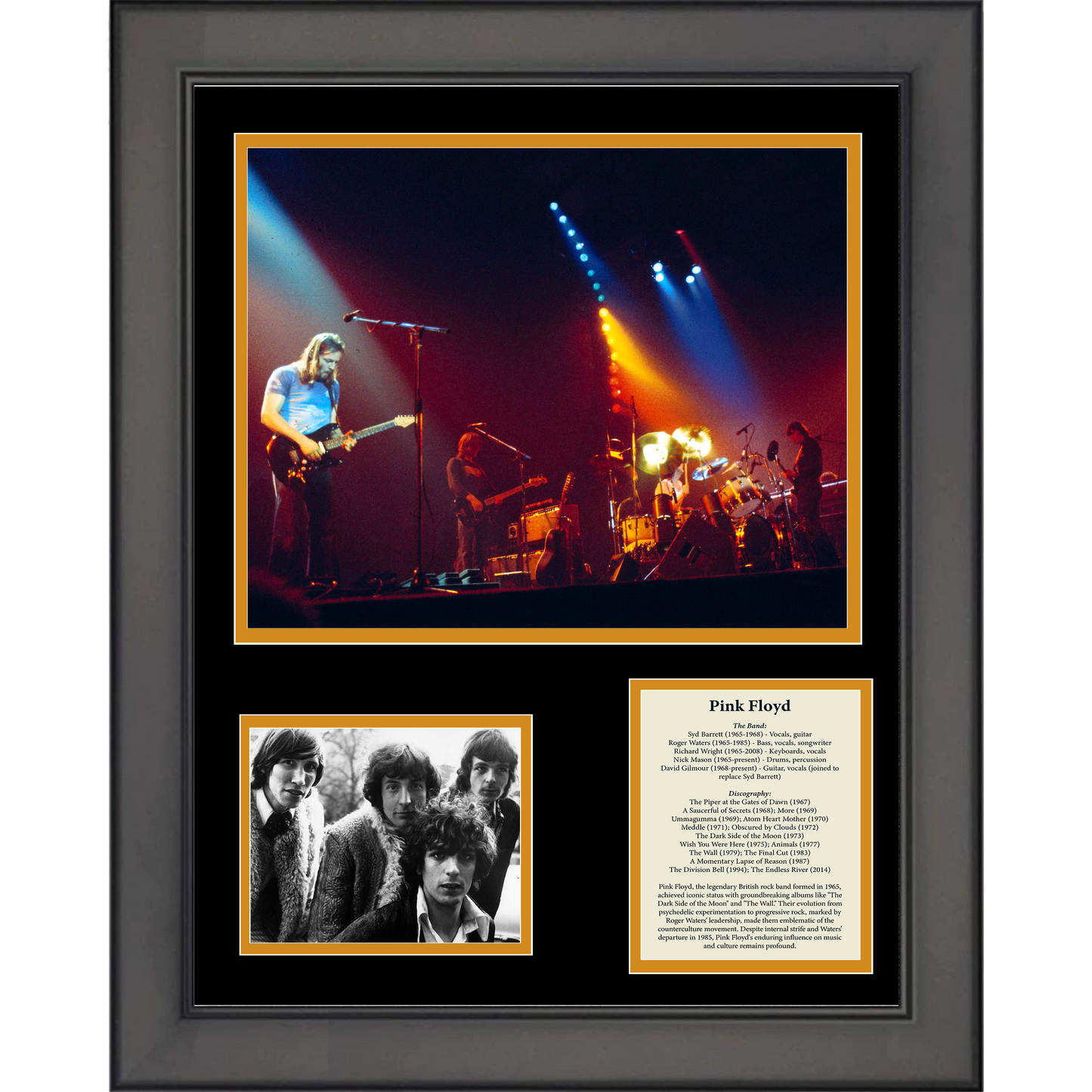 Framed Pink Floyd Band Members & Discography 11"x14"Music Three Photo Collage