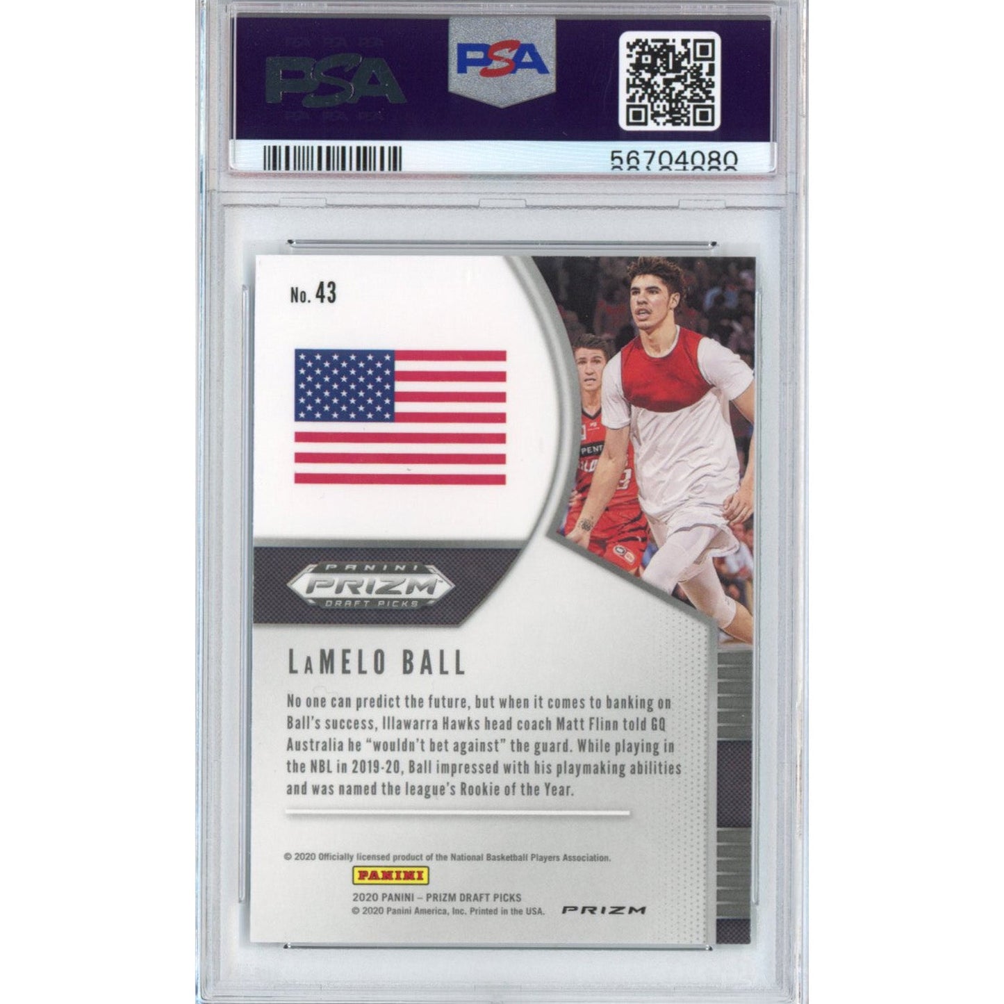 Graded 2020-21 Panini Prizm LaMelo Ball #43 Green Prizm Rookie RC Basketball Card PSA 10 Gem Mint