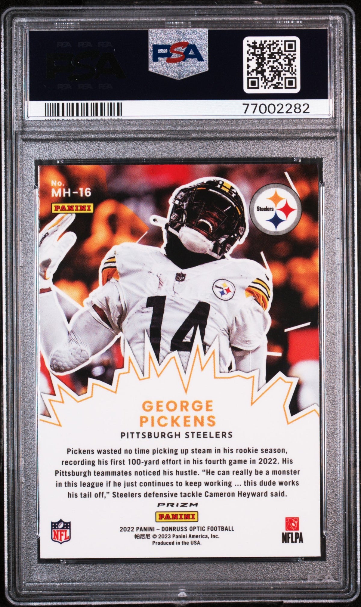 Graded 2022 Panini Donruss Optic George Pickens #MH16 My House Rookie RC Football Card PSA 10 Gem Mint