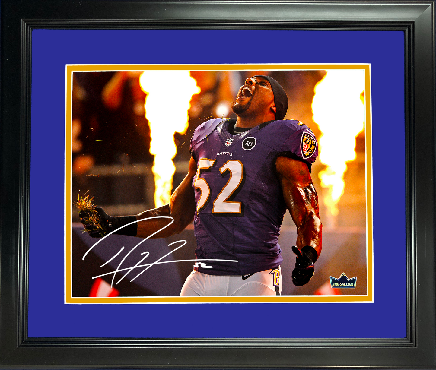 Framed Ray Lewis Facsimile Laser Engraved Signature Auto Baltimore Ravens 11"x14"Football Photo HOFSM Holo