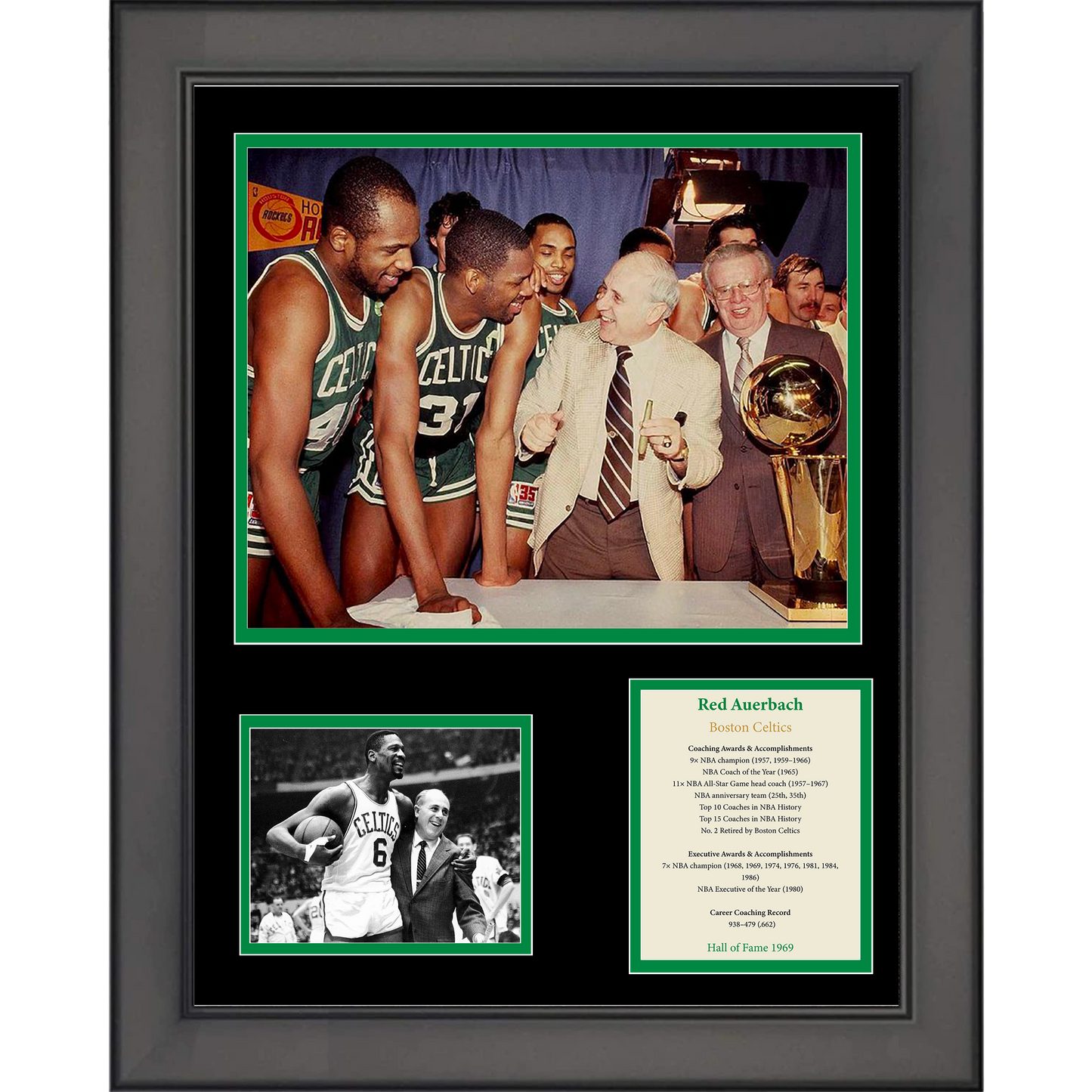 Framed Red Auerbach Hall of Fame Boston Celtics Basketball 11"x14"Three Photo Collage