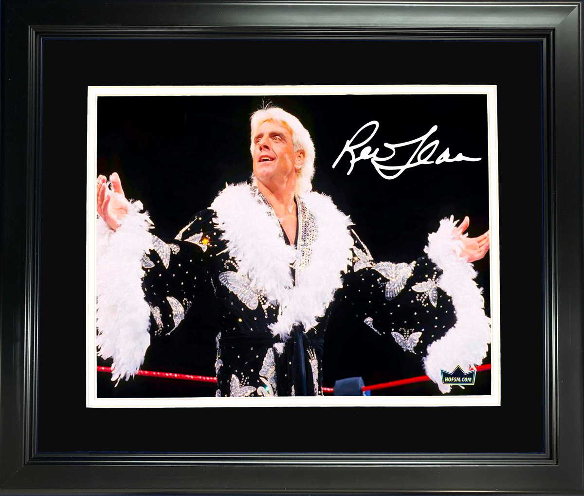 Framed Ric Flair WWE Facsimile Laser Engraved Signature Auto 11"x14"Wrestling Photo HOFSM Holo