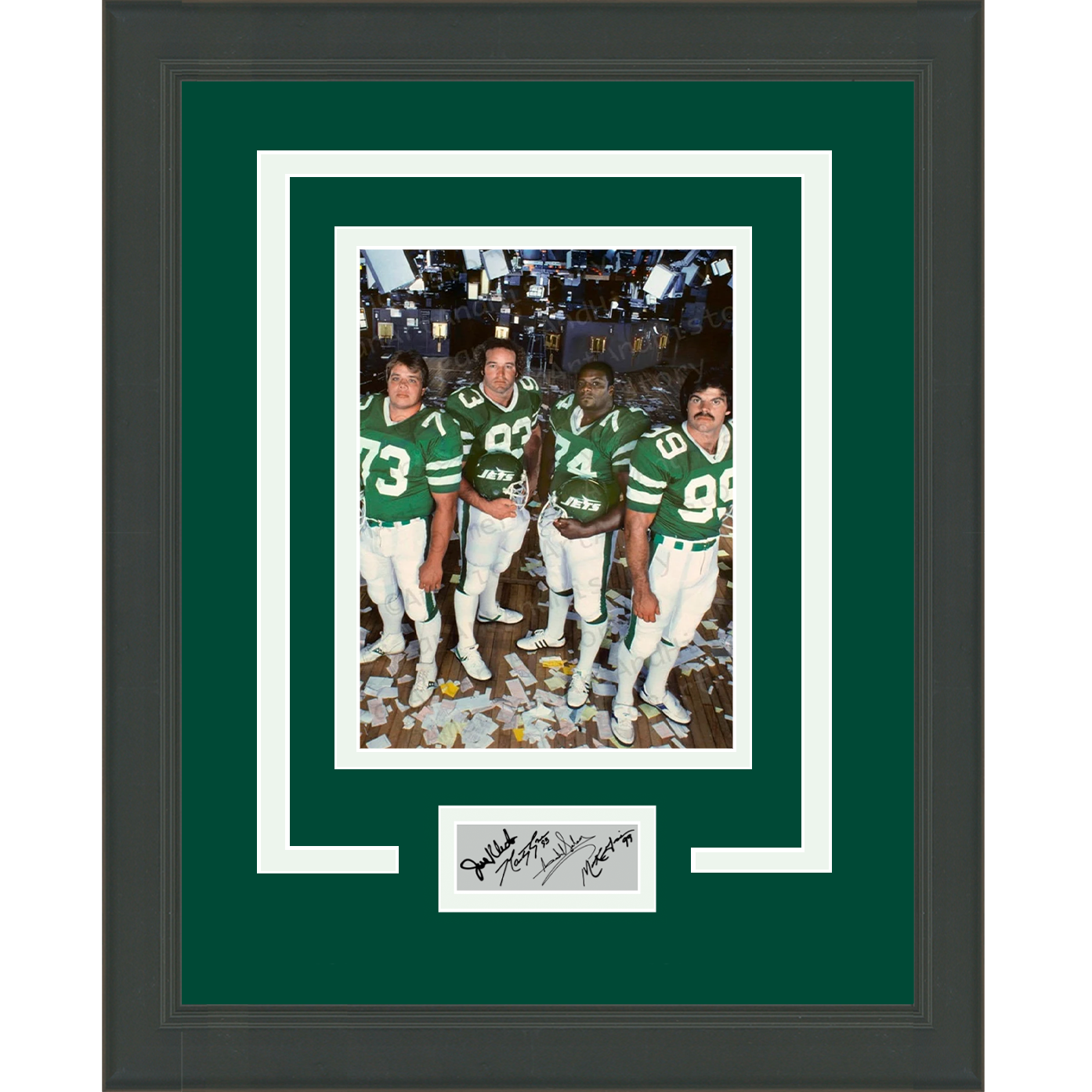 Framed New York Jets Sack Exchange Facsimile Laser Engraved Signature Auto 11x14 Football Photo