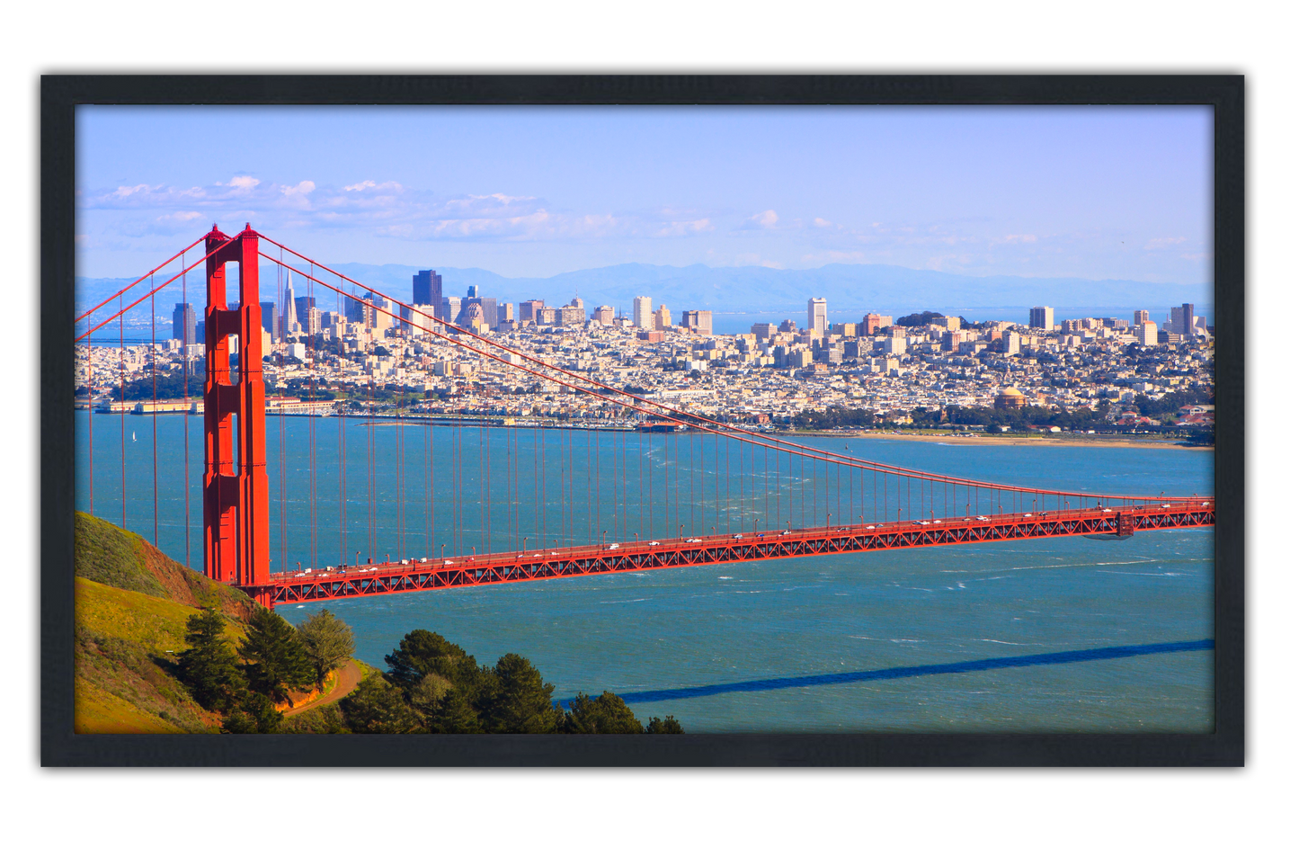 Professionally Framed San Francisco California Golden Gate Bridge Skyline High-Resolution Panoramic Photo 12x22 Wall Art