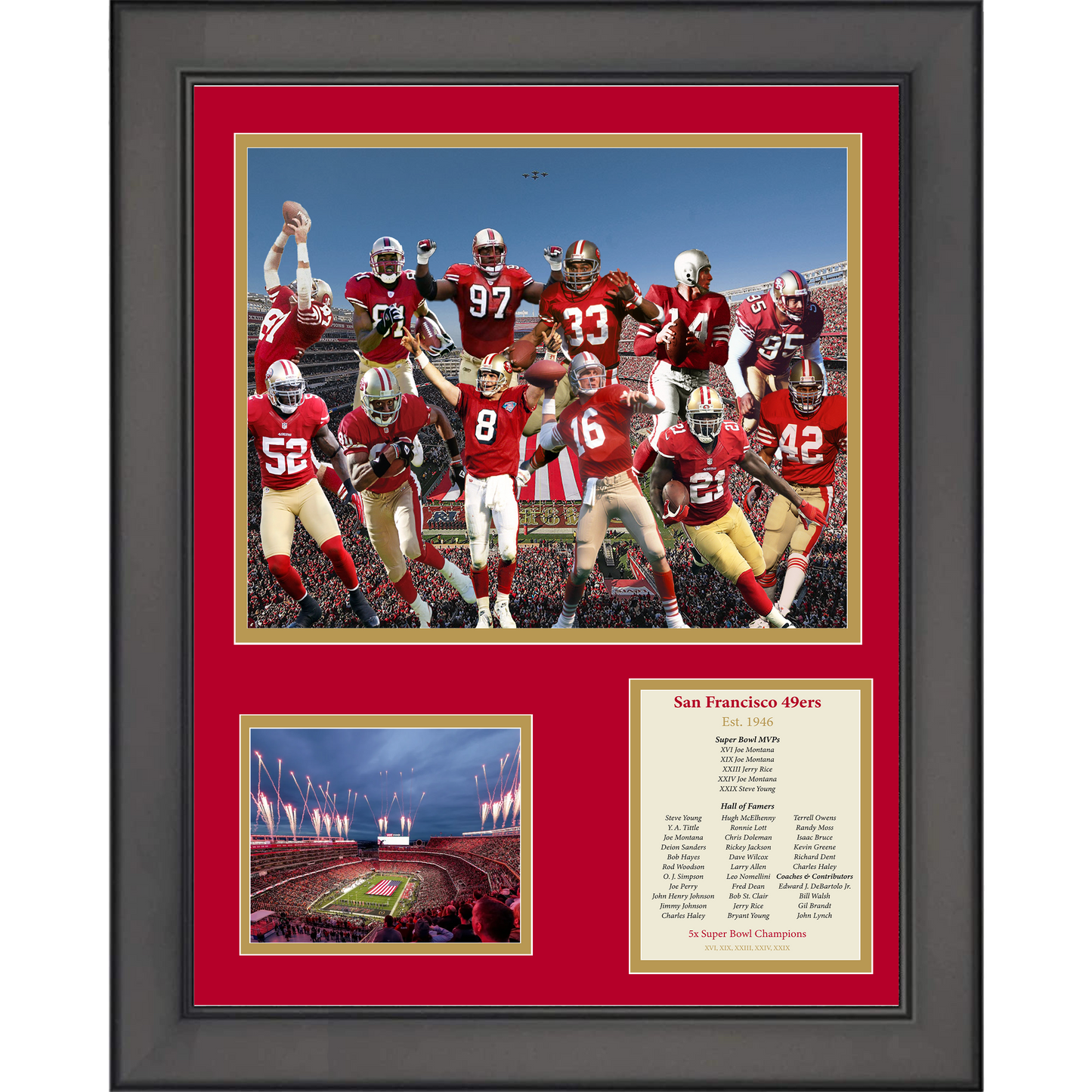 Framed San Francisco 49ers All-Time Greats Legends 11"x14" Football Three Photo Collage