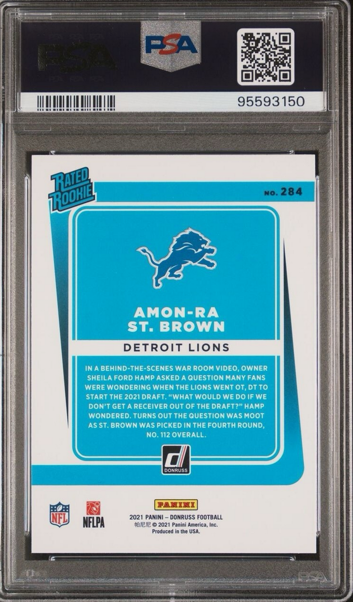 Graded 2021 Panini Donruss Amon-Ra St. Brown #284 Rookie RC Football Card PSA 9 Mint