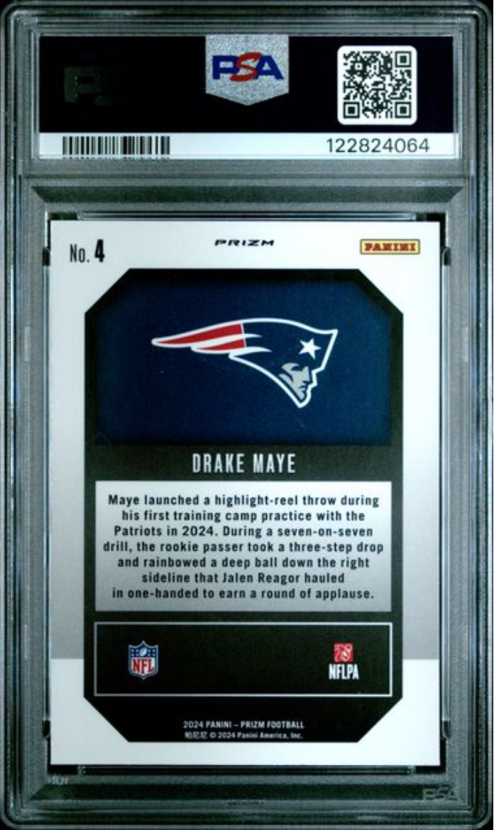 Graded 2024 Panini Prizm Drake Maye #4 Emergent Green Wave Rookie RC Football Card PSA 10 Gem Mint