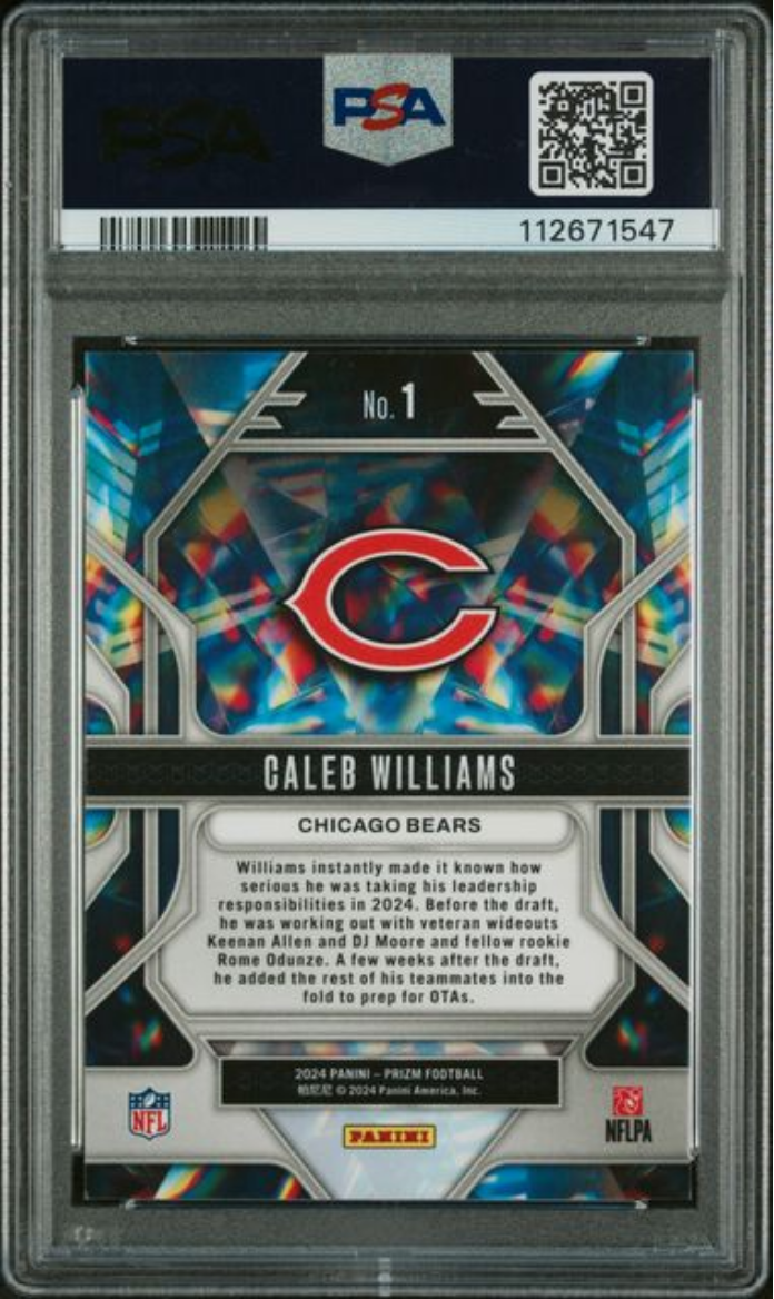 Graded 2024 Panini Prizm Caleb Williams #1 Prizmatic Rookie RC Football Card PSA 10 Gem Mint