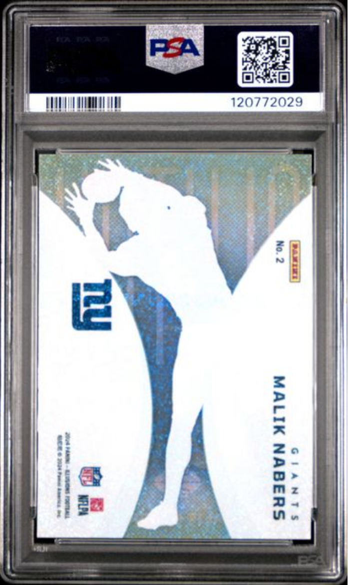 Graded 2024 Panini Illusions Malik Nabers #2 Clutch Stardust Rookie RC Football Card PSA 10 Gem Mint