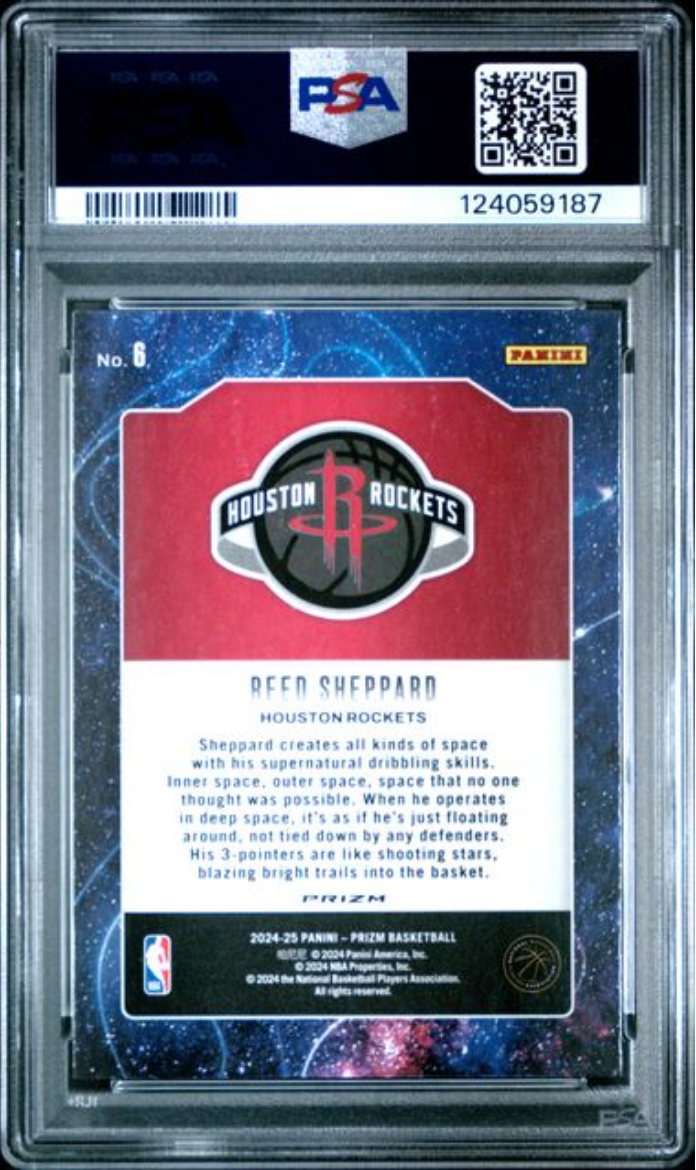 Graded 2024 Panini Prizm Reed Sheppard #6 Deep Space Silver Prizm Rookie RC Basketball Card PSA 10 Gem Mint