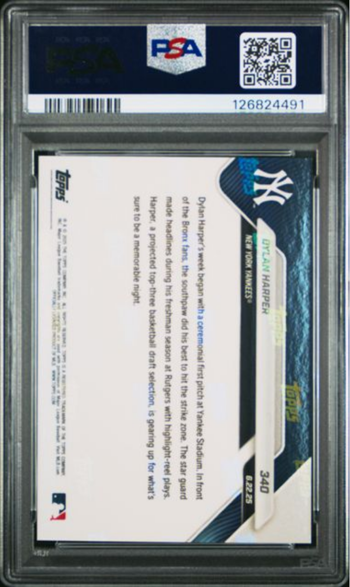 Graded 2025 Topps Now Dylan Harper #340 Rookie RC Baseball Card PSA 10 Gem Mint