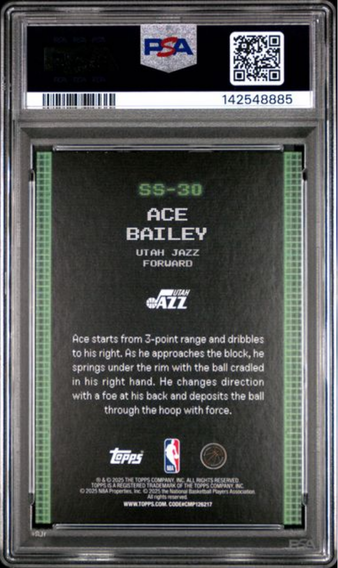 Graded 2025 Topps Ace Bailey #SS30 Scan and Slam Rookie RC Basketball Card PSA 10 Gem Mint