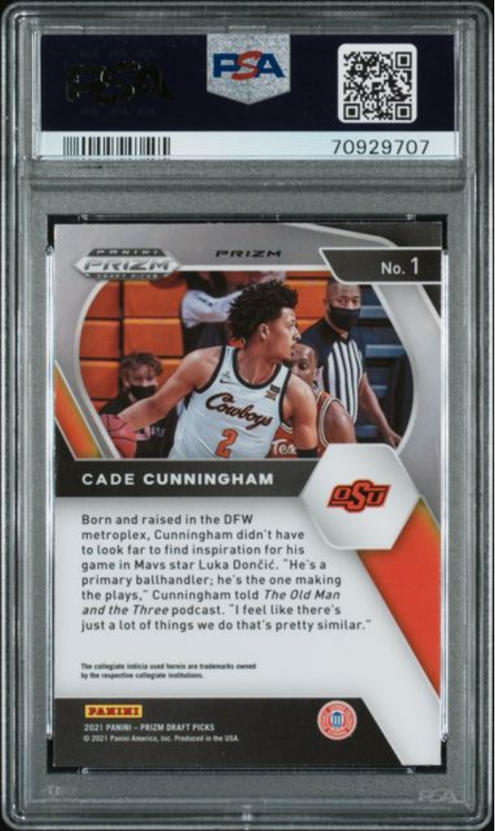 Graded 2021 Panini Prizm Draft Picks Cade Cunningham #1 Green Prizm Rookie RC Basketball Card PSA 10 Gem Mint