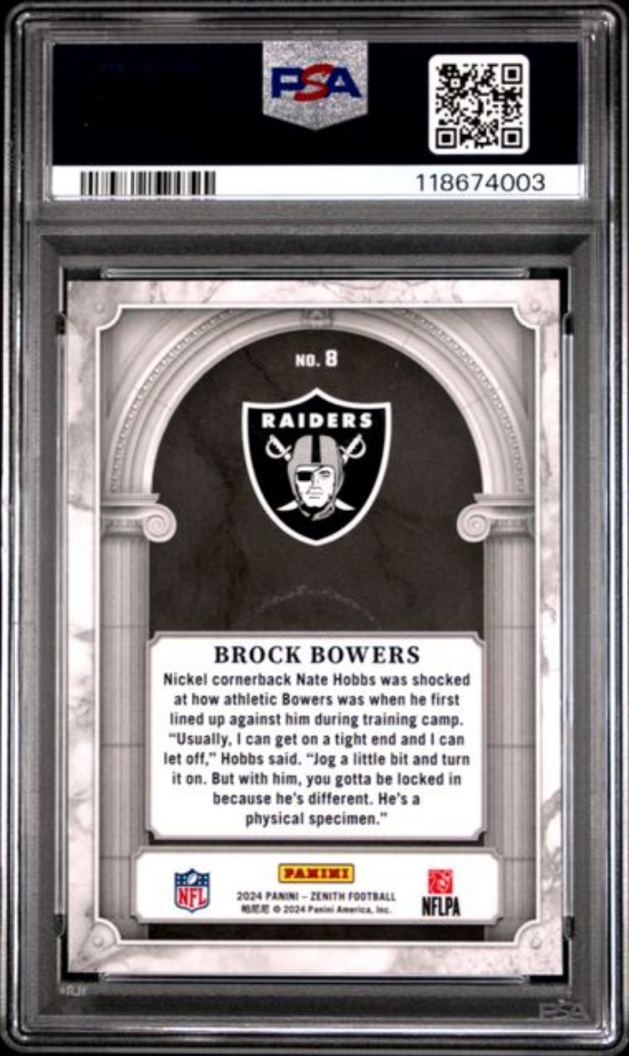 Graded 2024 Panini Zenith Brock Bowers #8 Z Marquee Rookie RC Football Card PSA 10 Gem Mint