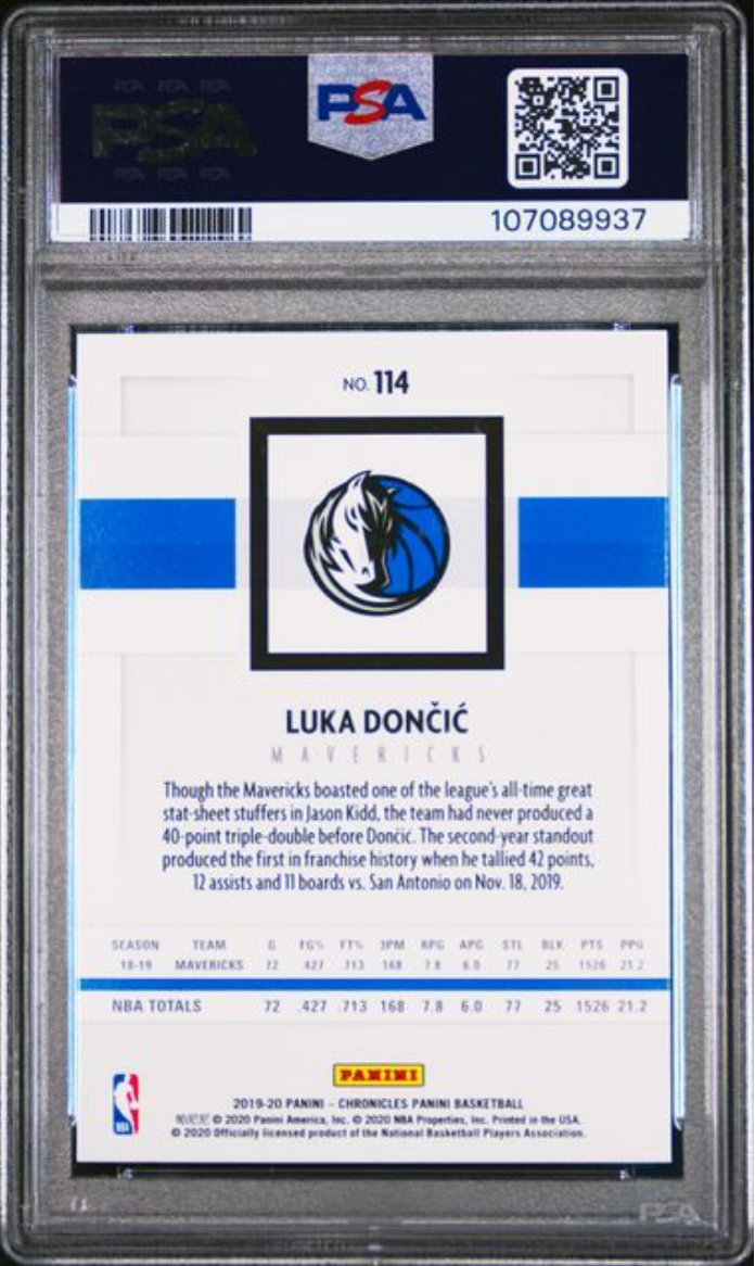Graded 2019 Panini Chronicles Luka Doncic #114 Pink Basketball Card PSA 10 Gem Mint