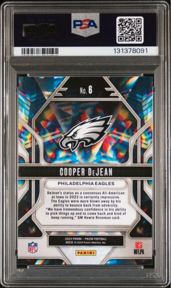 Graded 2024 Panini Prizm Cooper DeJean #6 Prizmatic Rookie RC Football Card PSA 10 Gem Mint