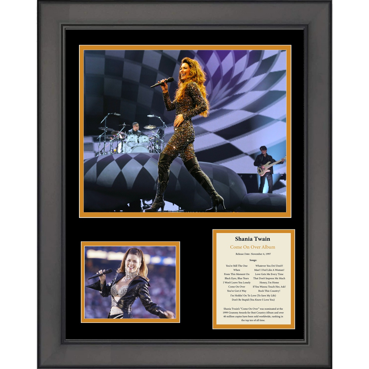 Framed Shania Twain Come On Over Album 11"x14"Music Three Photo Collage
