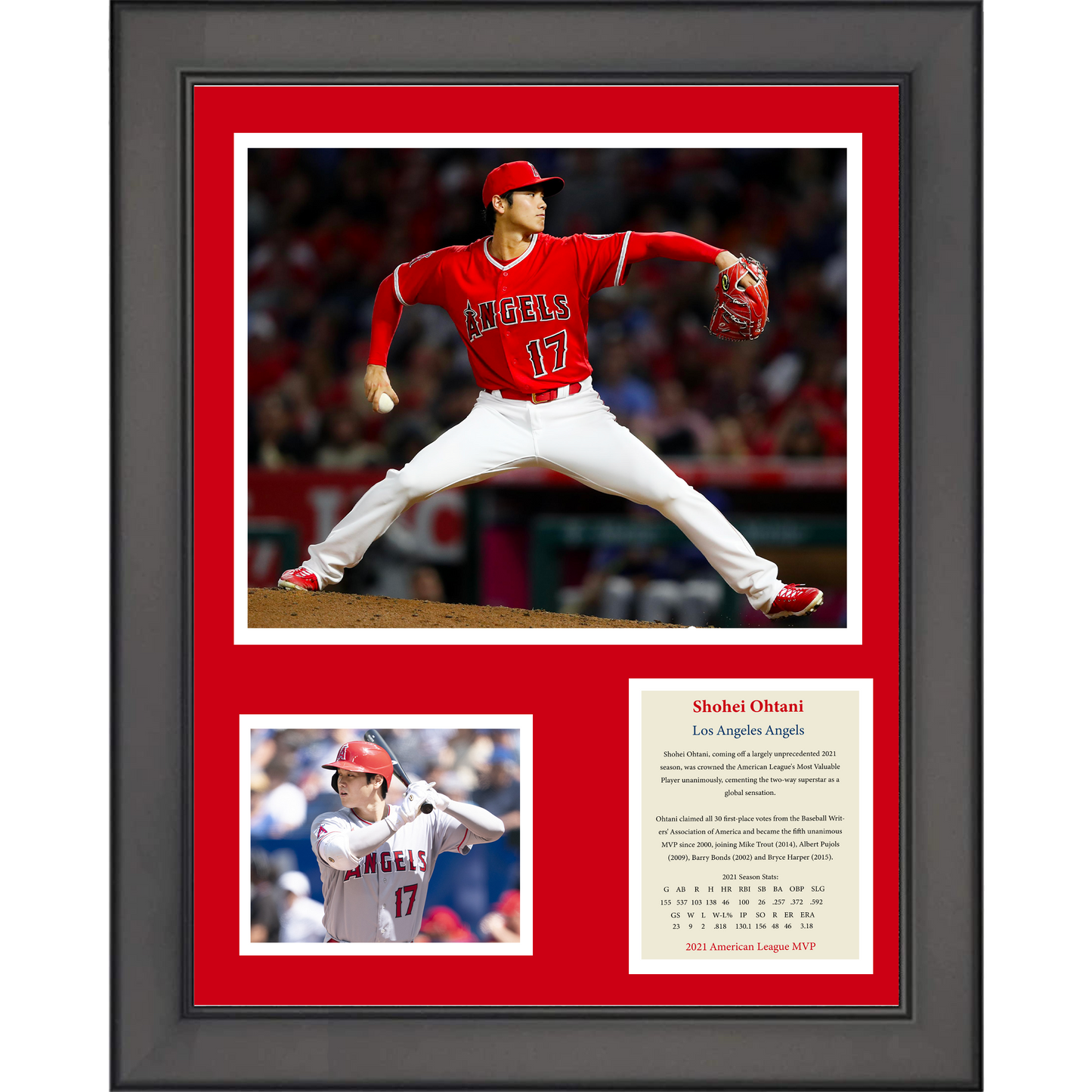 Framed Shohei Ohtani 2021 AL MVP Los Angeles Angels Baseball 11"x14"Three Photo Collage
