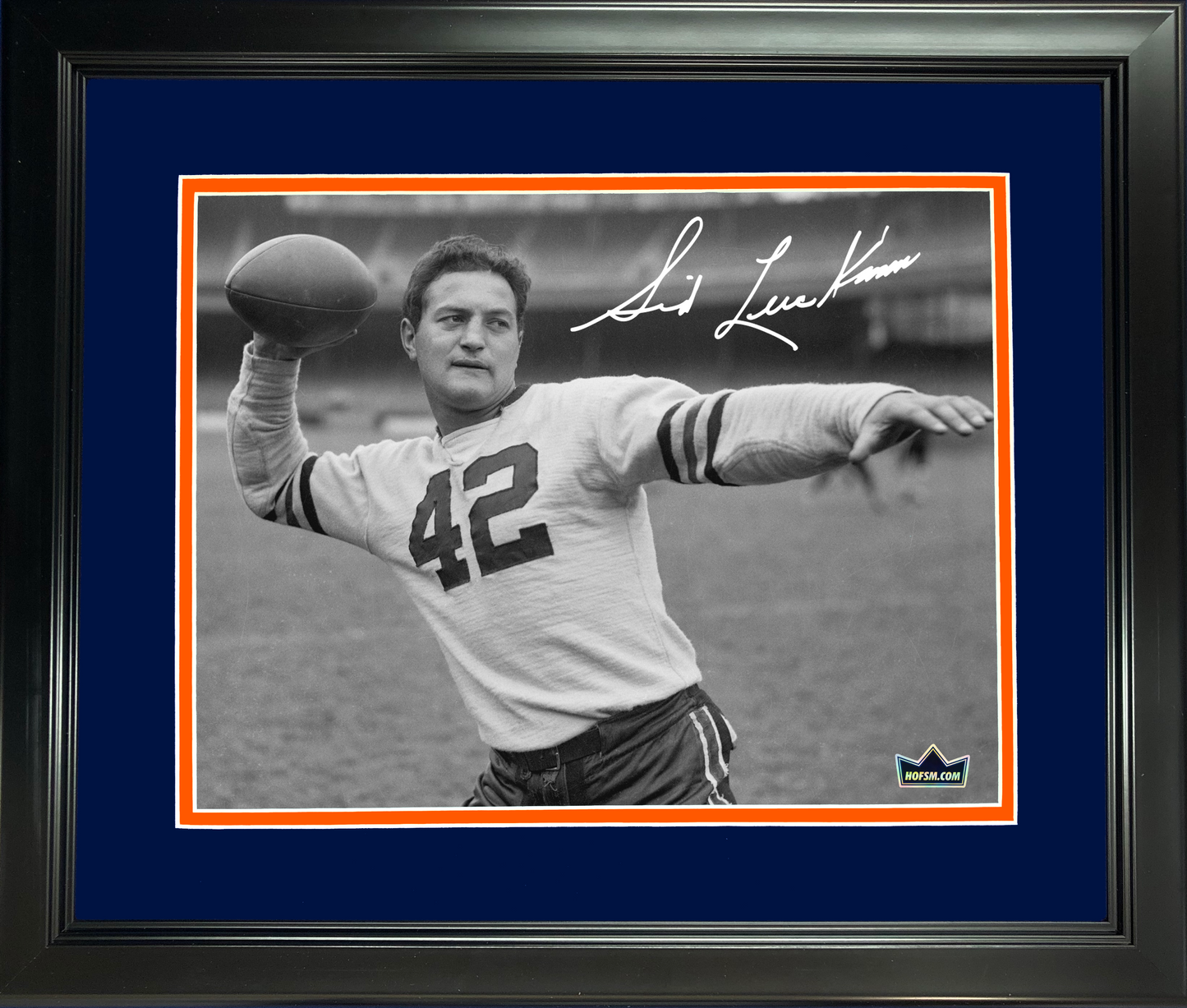 Framed Sid Luckman Chicago Bears Facsimile Laser Engraved Signature Auto 11"x14"Football Photo HOFSM Holo