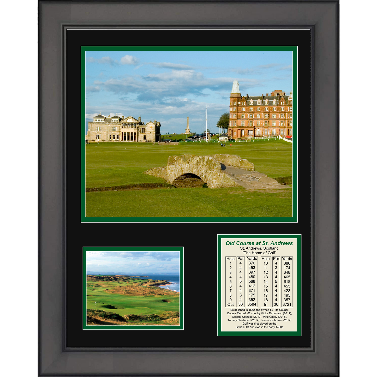 Framed Old Course at St. Andrews The Home of Golf LIV PGA Golf 11"x14" Three Photo Collage
