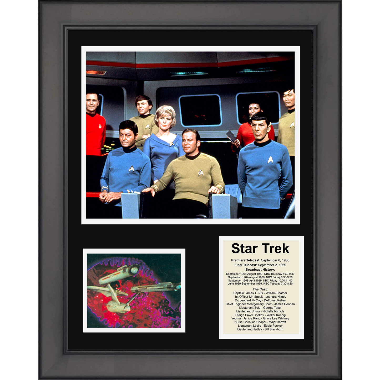 Framed Star Trek TV Series 11"x14"Three Photo Collage