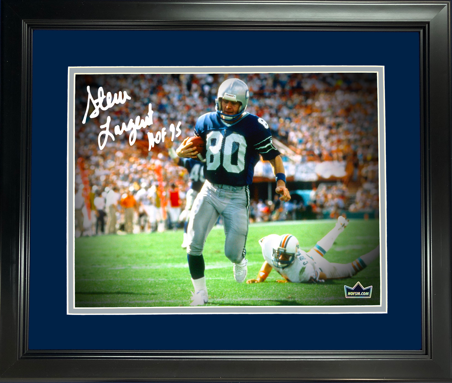 Framed Steve Largent Facsimile Laser Engraved Signature Auto Seattle Seahawks 11"x14"Football Photo HOFSM Holo