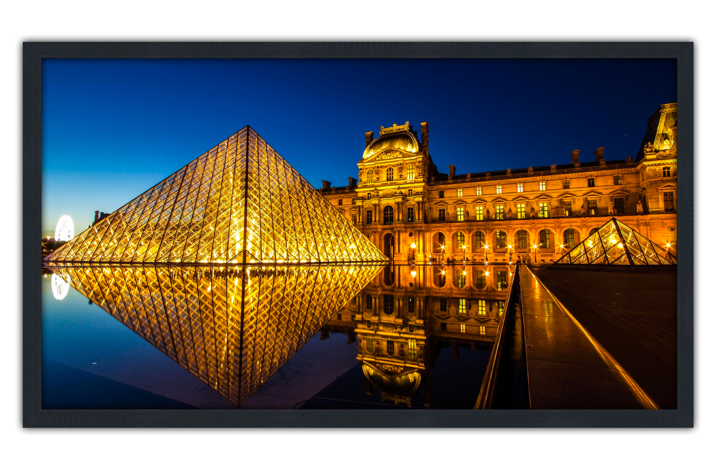 Professionally Framed The Louvre Paris Museum Skyline High-Resolution Panoramic Photo 12x22 Wall Art