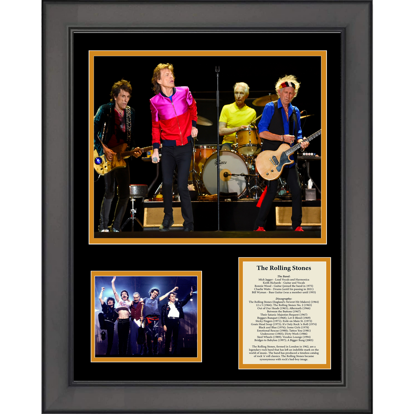 Framed The Rolling Stones Discography & Band Members 11"x14" Music Three Photo Collage